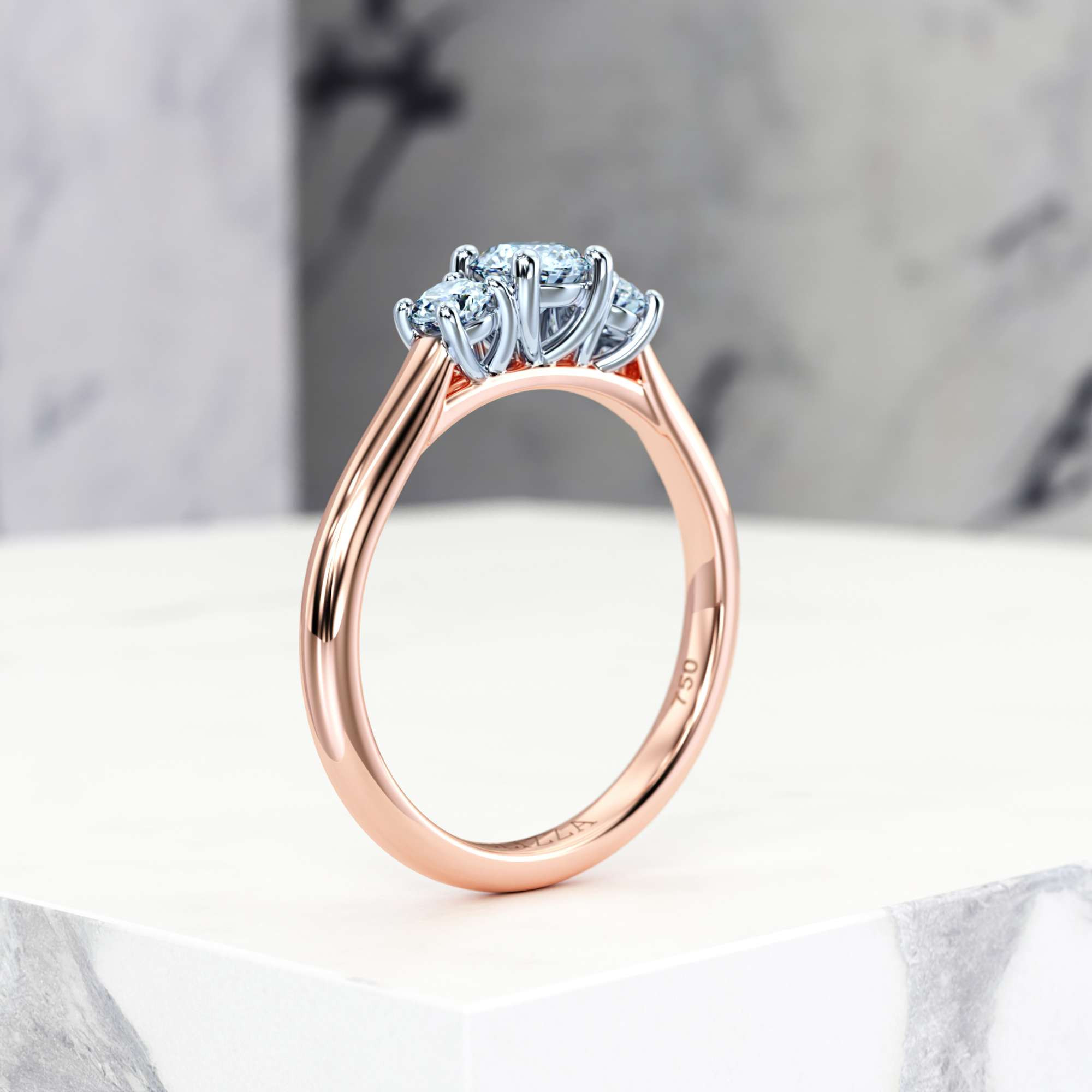 Engagement ring Eluana Round | Round | 14K Rose / White gold | Natural | GIA Certified | 0.30ct SI1 H 7