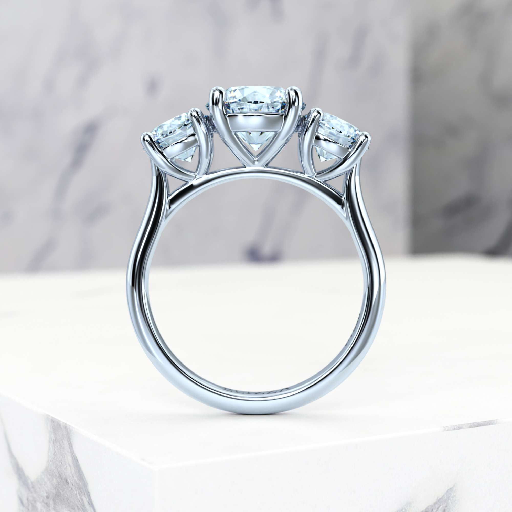 Engagement ring Eluana Round | Round | 14K White gold | Natural | EZA Certified | 0.10ct VS2 G 6