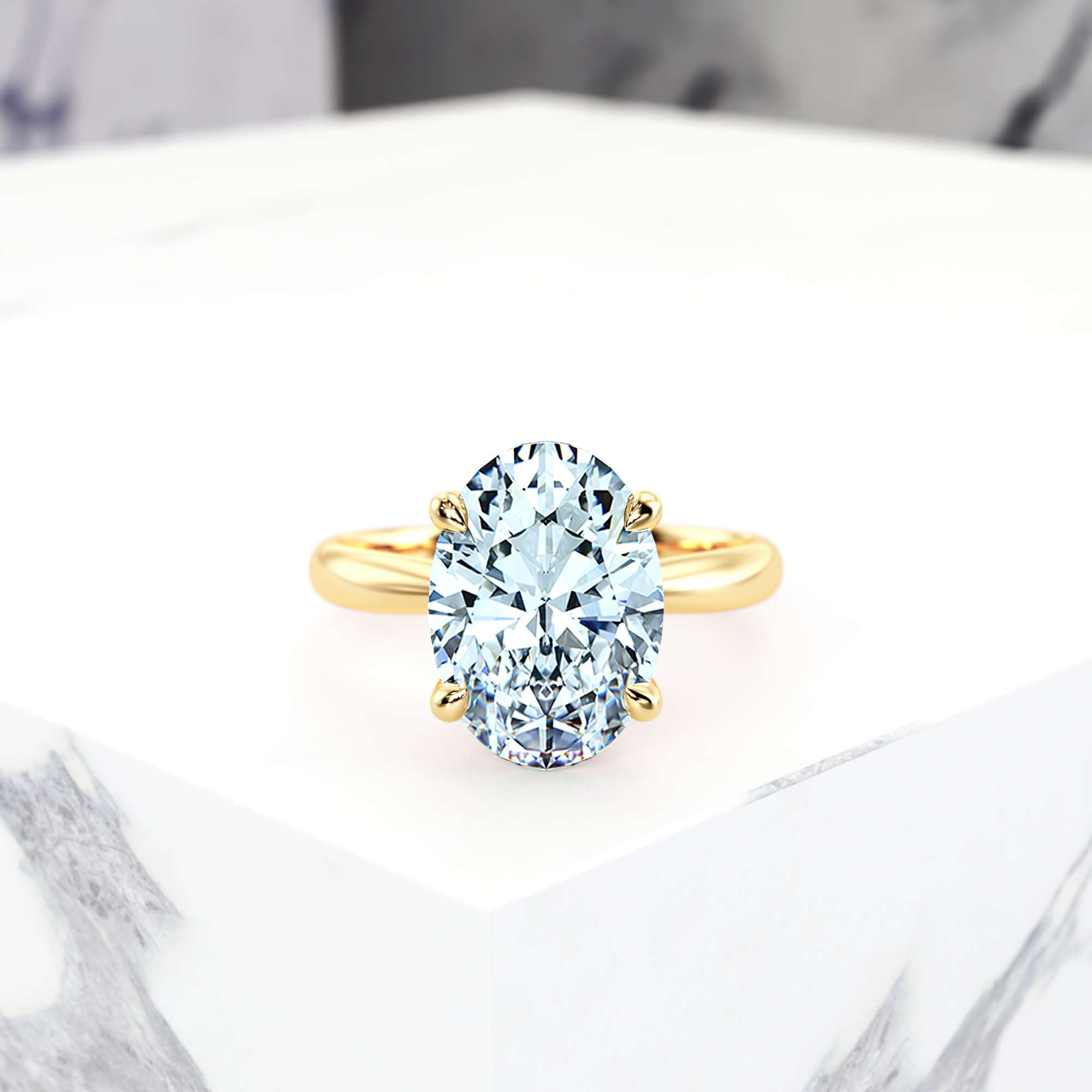 Engagement ring Elza Oval | Oval | 14K Yellow gold | Natural | EZA Certified | 0.20ct SI1 H 3
