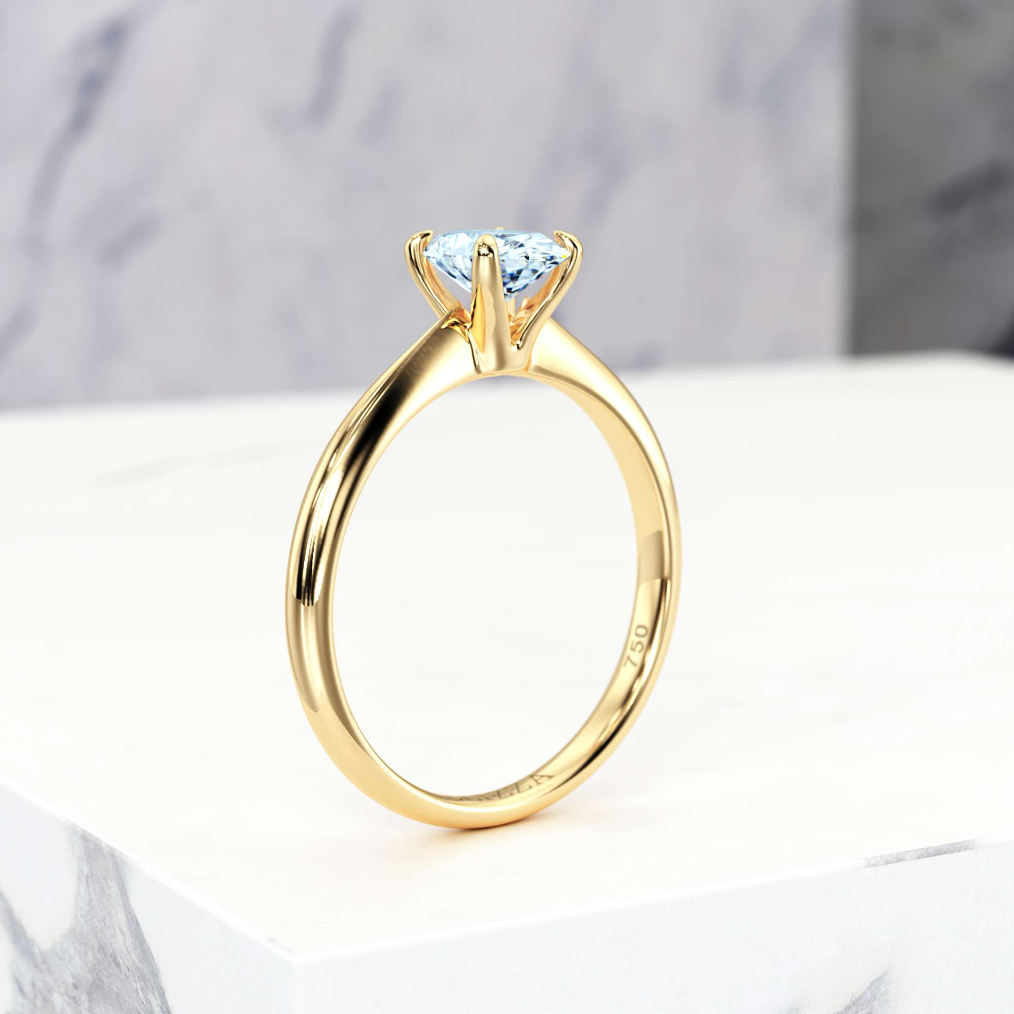 Engagement ring Elza Oval | Oval | 14K Yellow gold | Natural | EZA Certified | 0.20ct SI1 H 7