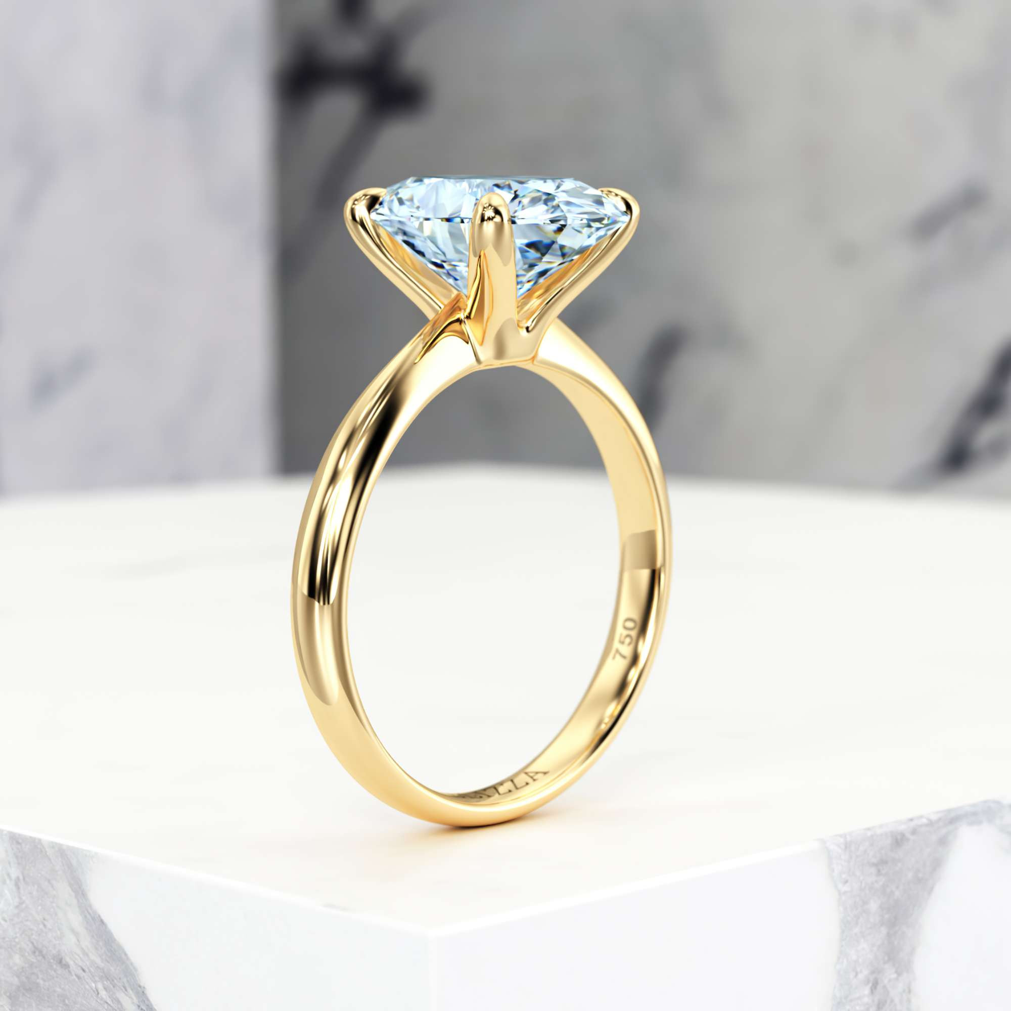 Engagement ring Elza Oval | Oval | 14K Yellow gold | Natural | EZA Certified | 0.20ct SI1 H 9