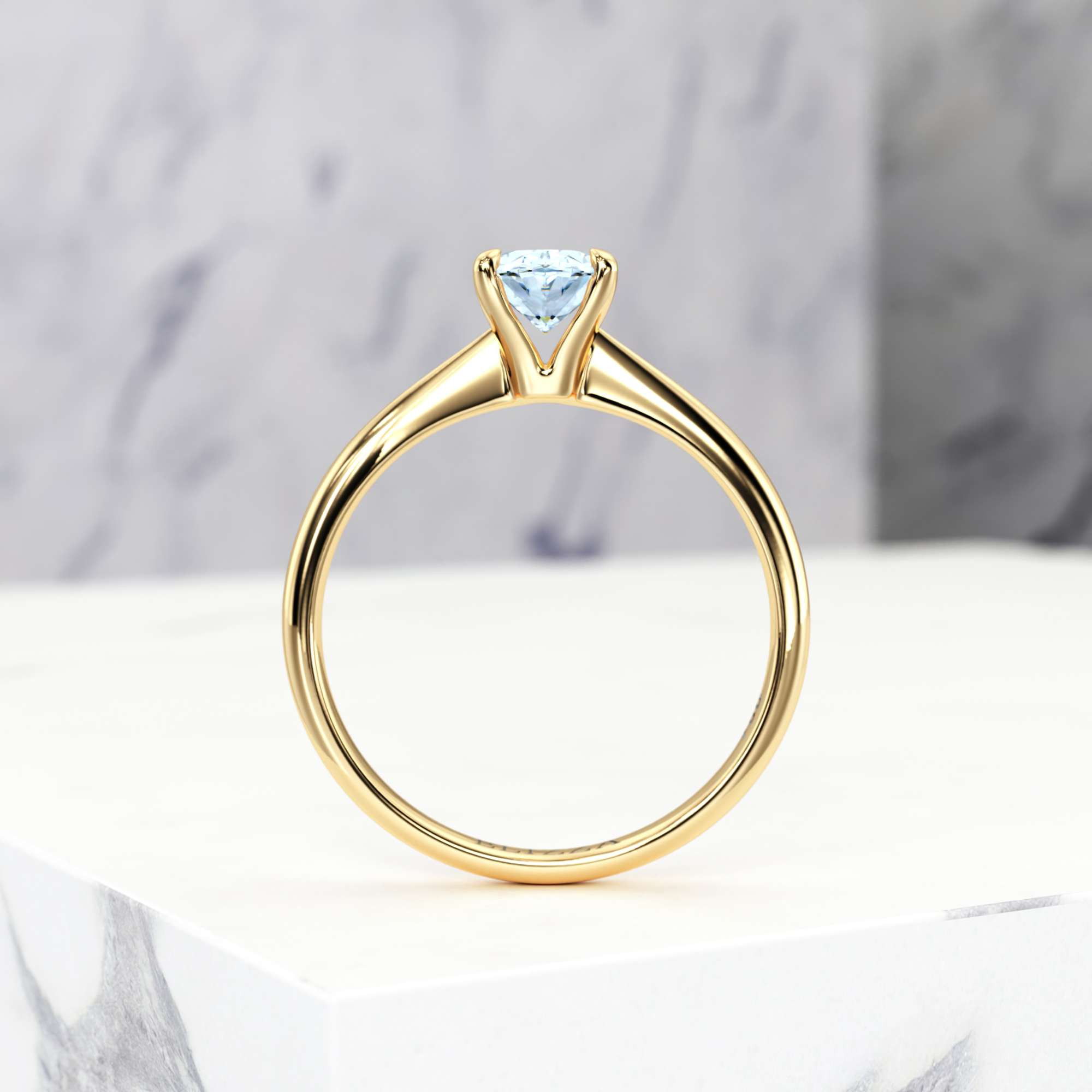 Engagement ring Elza Oval | Oval | 14K Yellow gold | Natural | EZA Certified | 0.20ct SI1 H 4