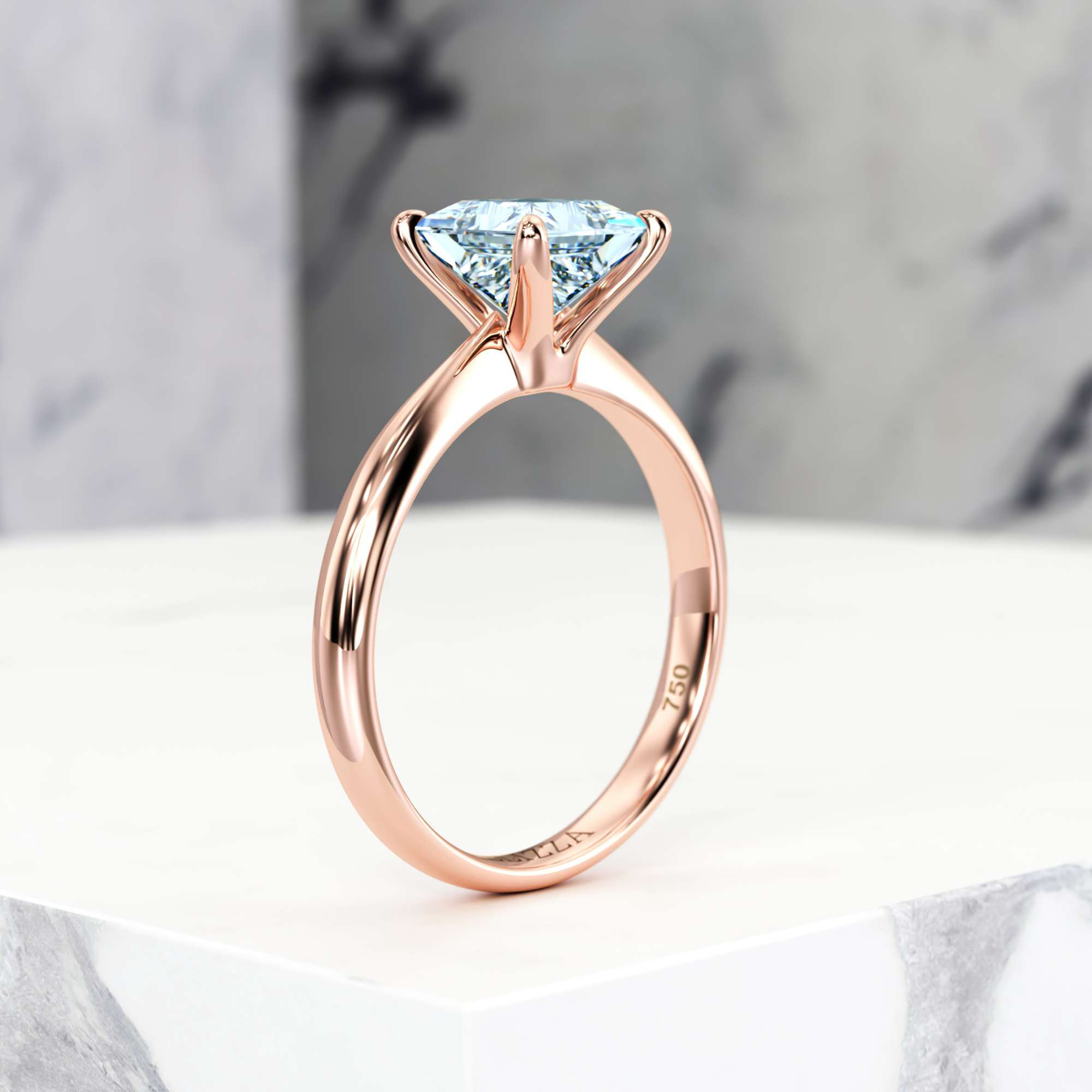 Engagement ring Elza Princess | Princess | 18K Rose Gold | Natural | EZA Certified | 0.20ct VS2 G 8