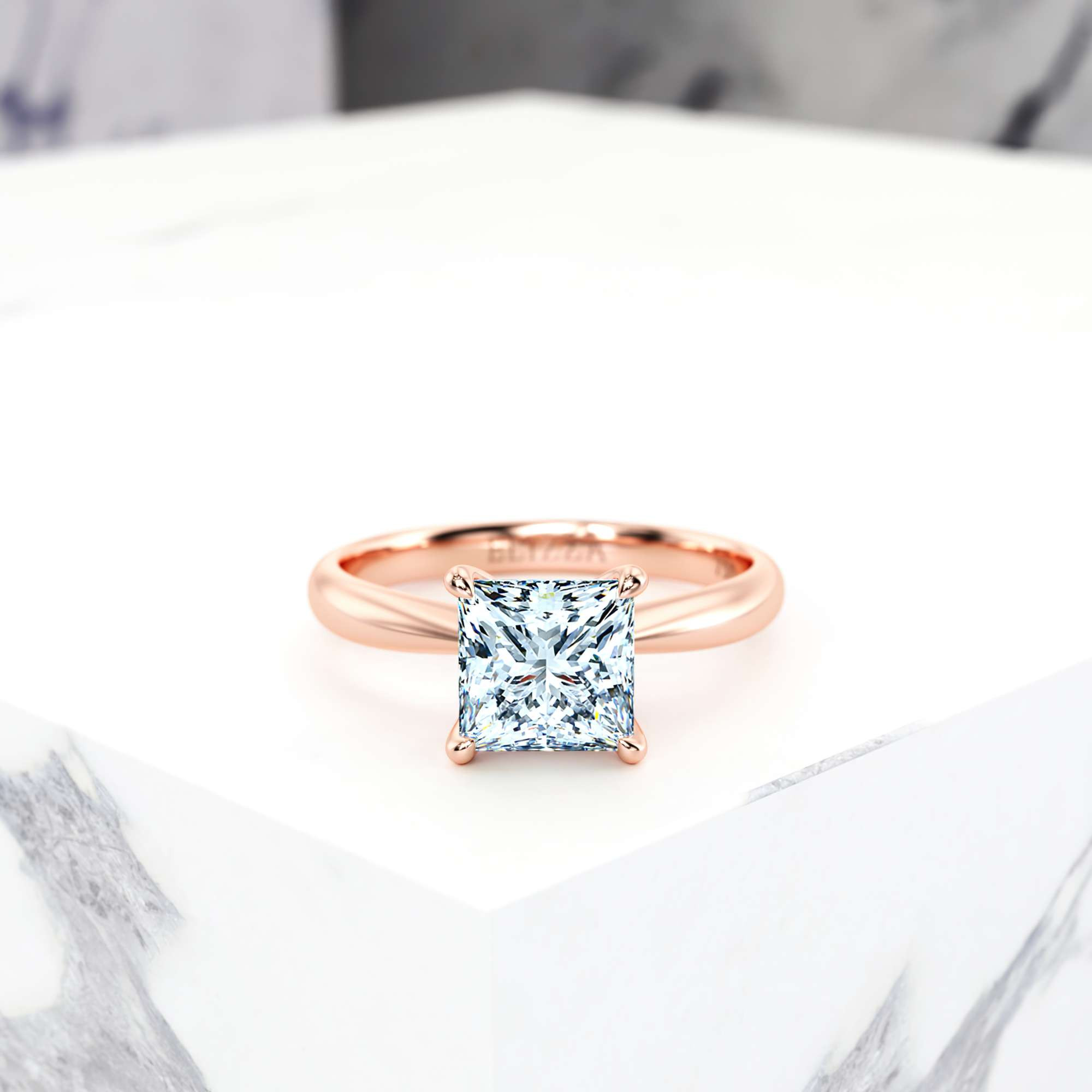 Engagement ring Elza Princess | Princess | 18K Rose Gold | Natural | EZA Certified | 0.20ct VS2 G 2
