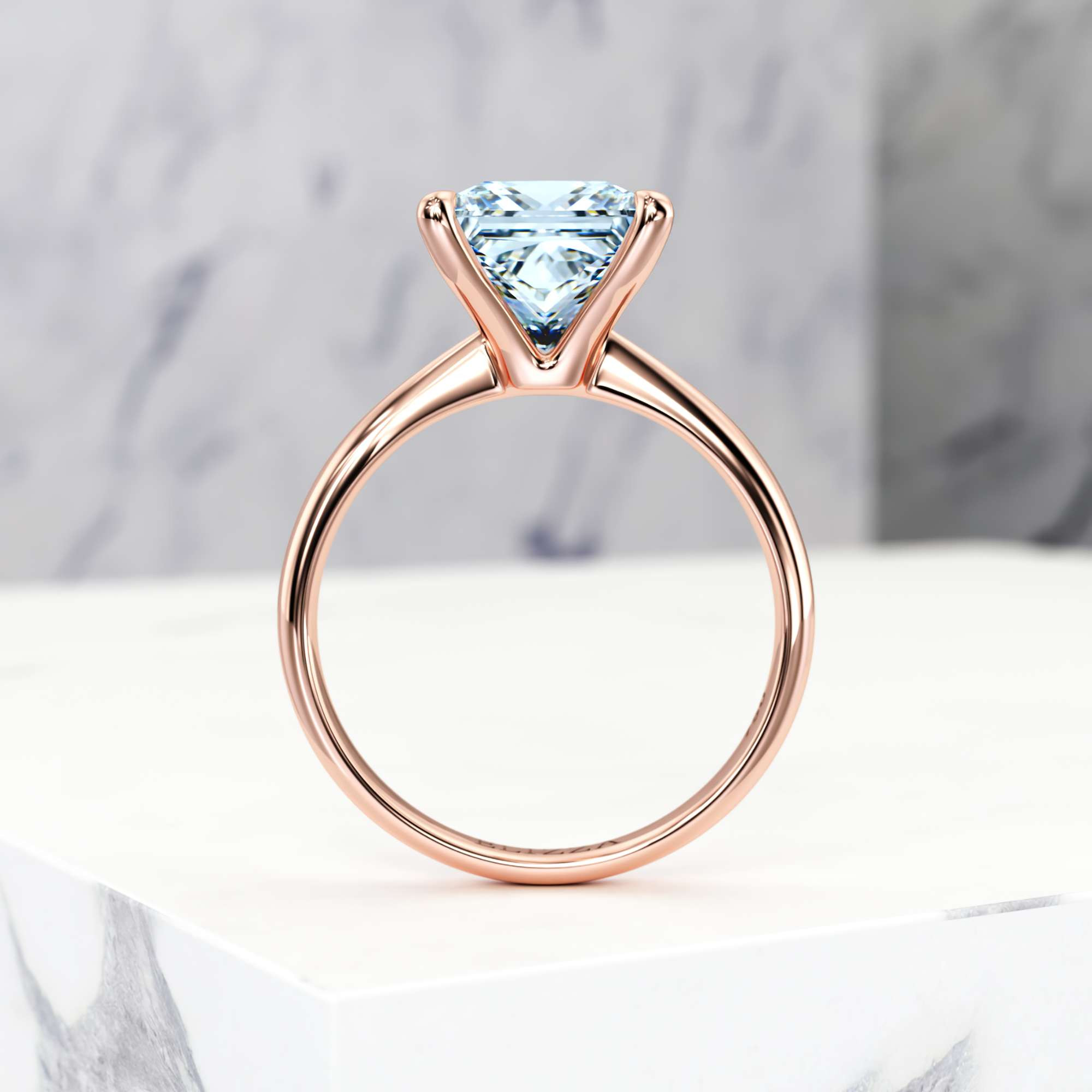 Engagement ring Elza Princess | Princess | 18K Rose Gold | Natural | EZA Certified | 0.20ct VS2 G 6