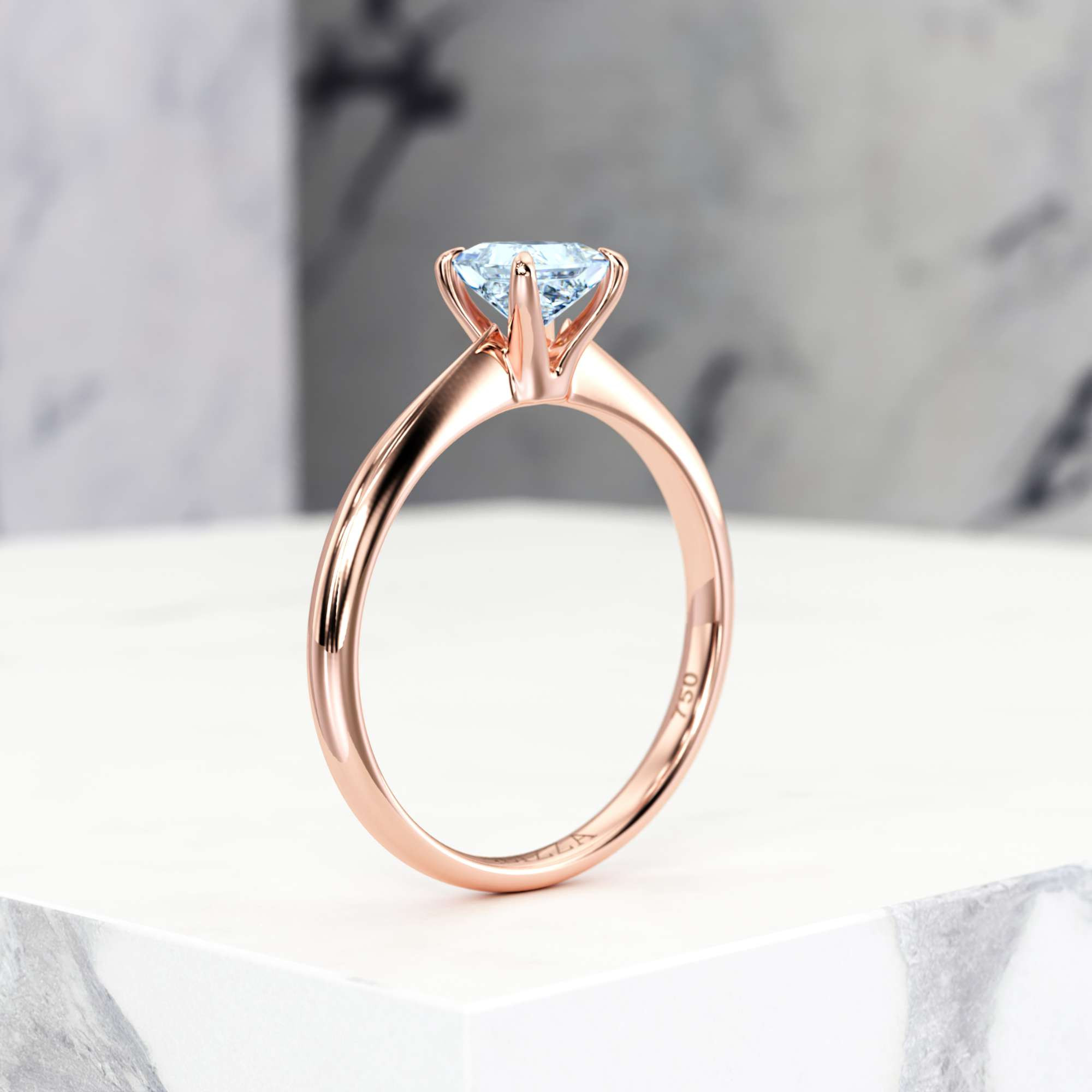 Engagement ring Elza Princess | Princess | 18K Rose Gold | Natural | EZA Certified | 0.20ct VS2 G 7