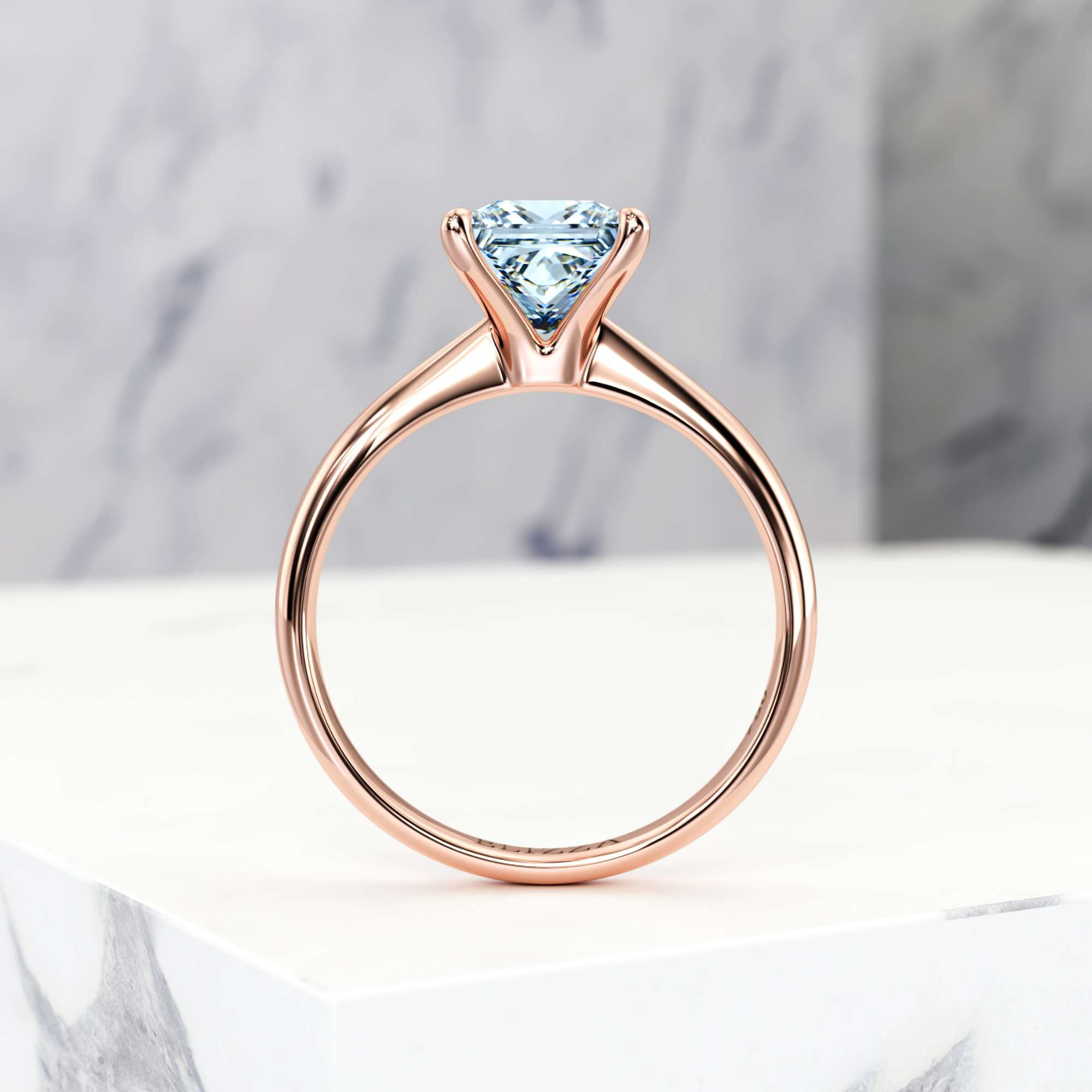 Engagement ring Elza Princess | Princess | 18K Rose Gold | Natural | EZA Certified | 0.20ct VS2 G 5