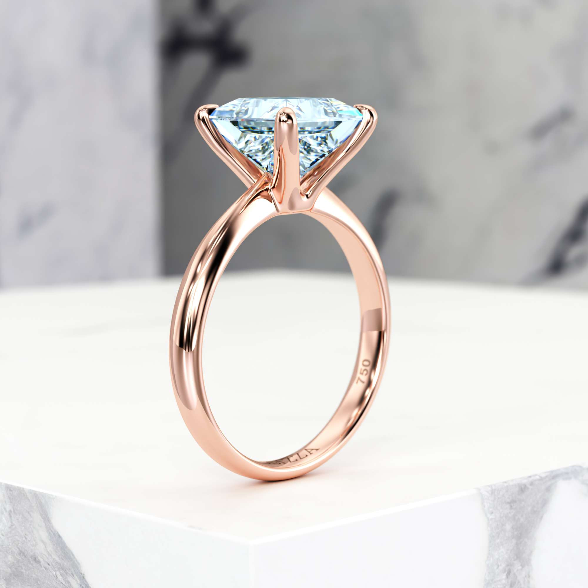 Engagement ring Elza Princess | Princess | 18K Rose Gold | Natural | EZA Certified | 0.20ct VS2 G 9