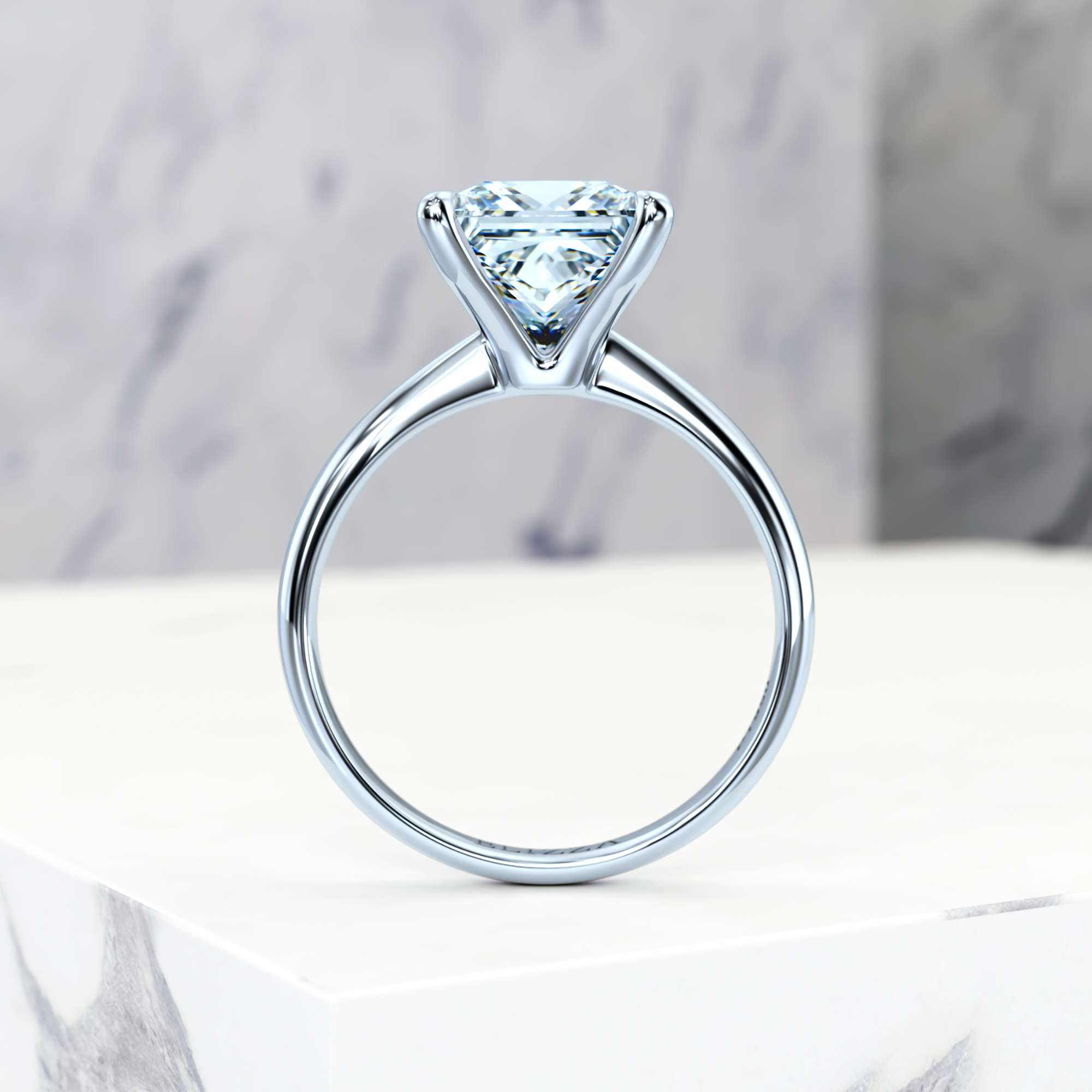 Engagement ring Elza Princess | Princess | 14K White gold | Natural | EZA Certified | 0.50ct SI1 H 6
