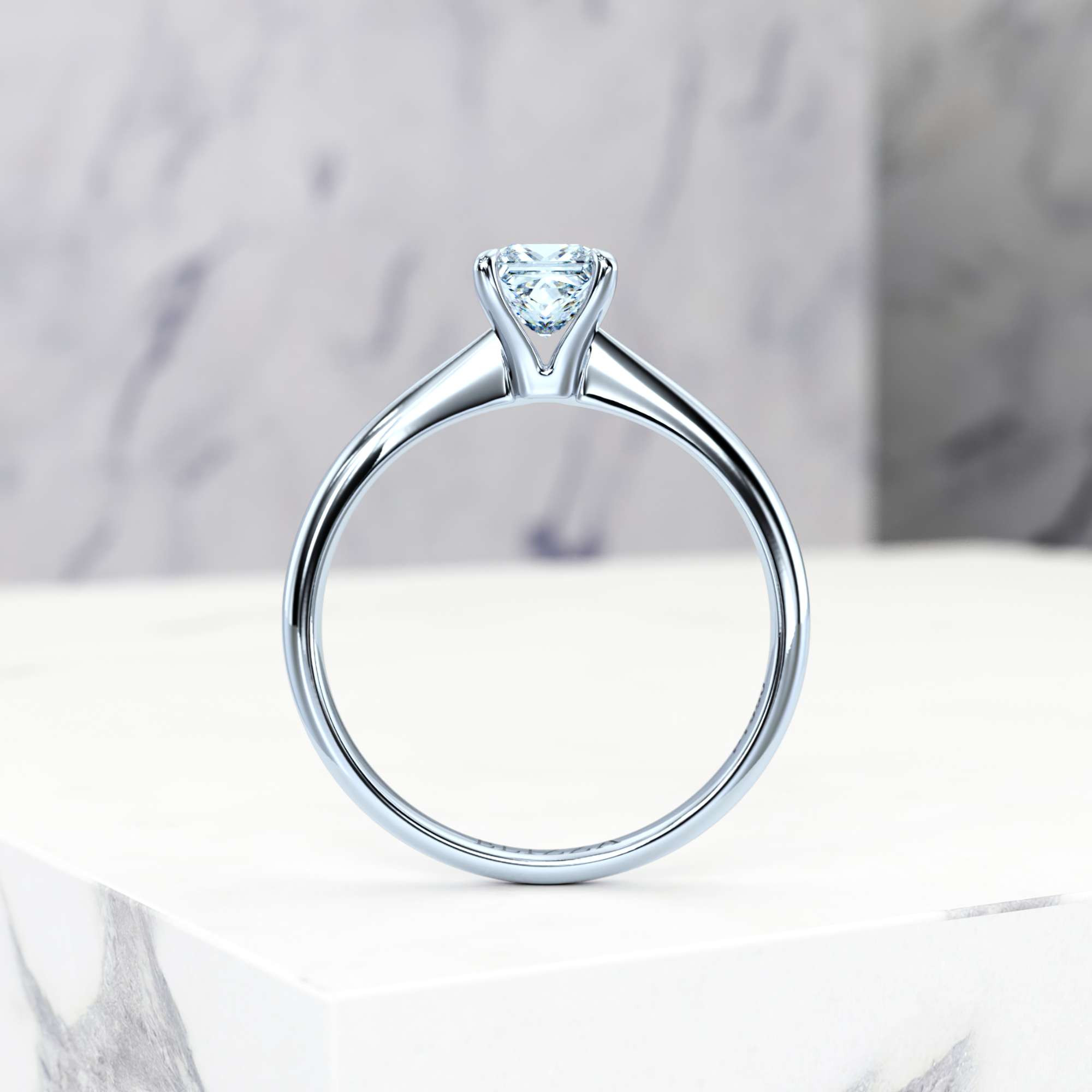 Engagement ring Elza Princess | Princess | 14K White gold | Natural | EZA Certified | 0.50ct SI1 H 4