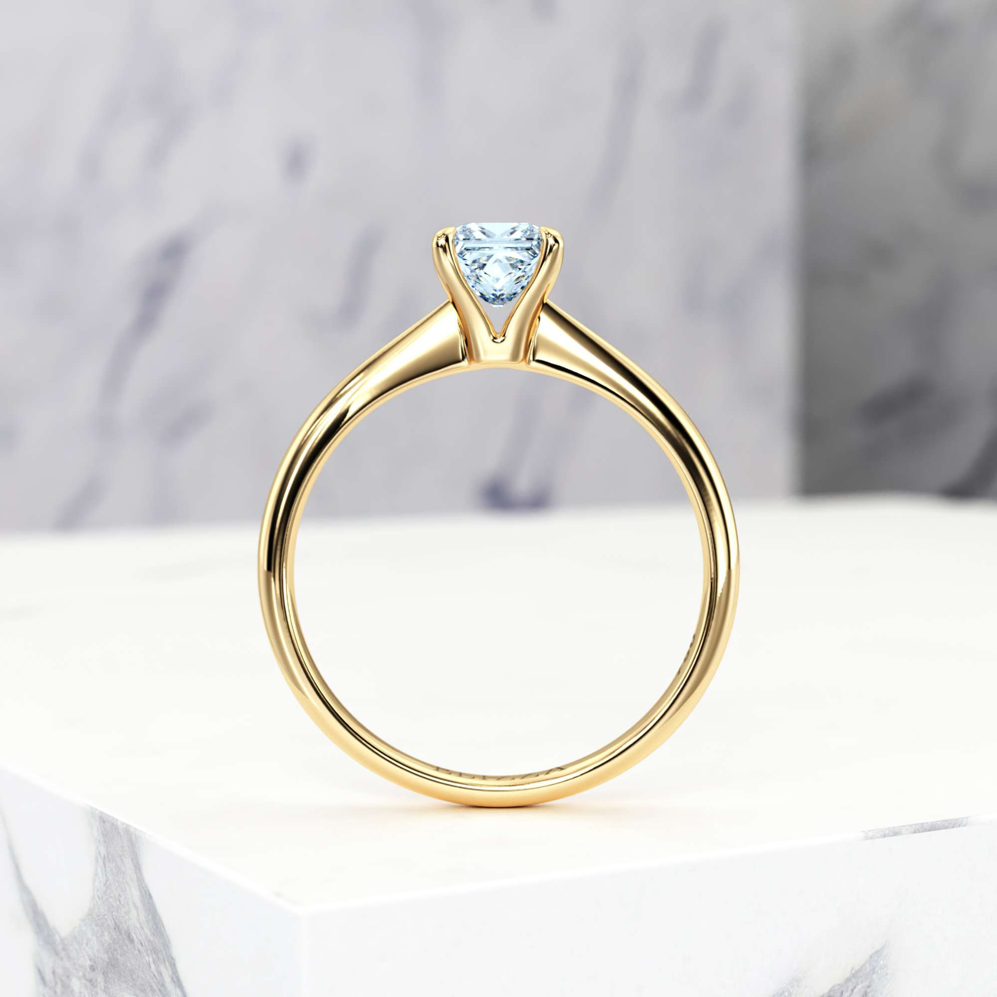 Engagement ring Elza Princess | Princess | 14K Yellow gold | Natural | EZA Certified | 0.20ct SI1 H 4