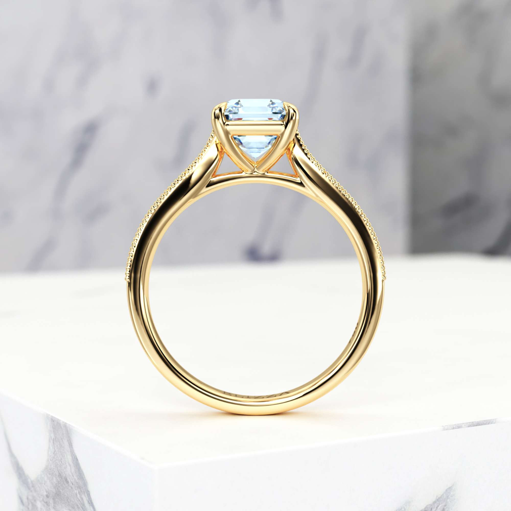 Engagement ring Esmeralda Asscher | Asscher | 14K Yellow gold | Natural | EZA Certified | 0.20ct VS2 G 4