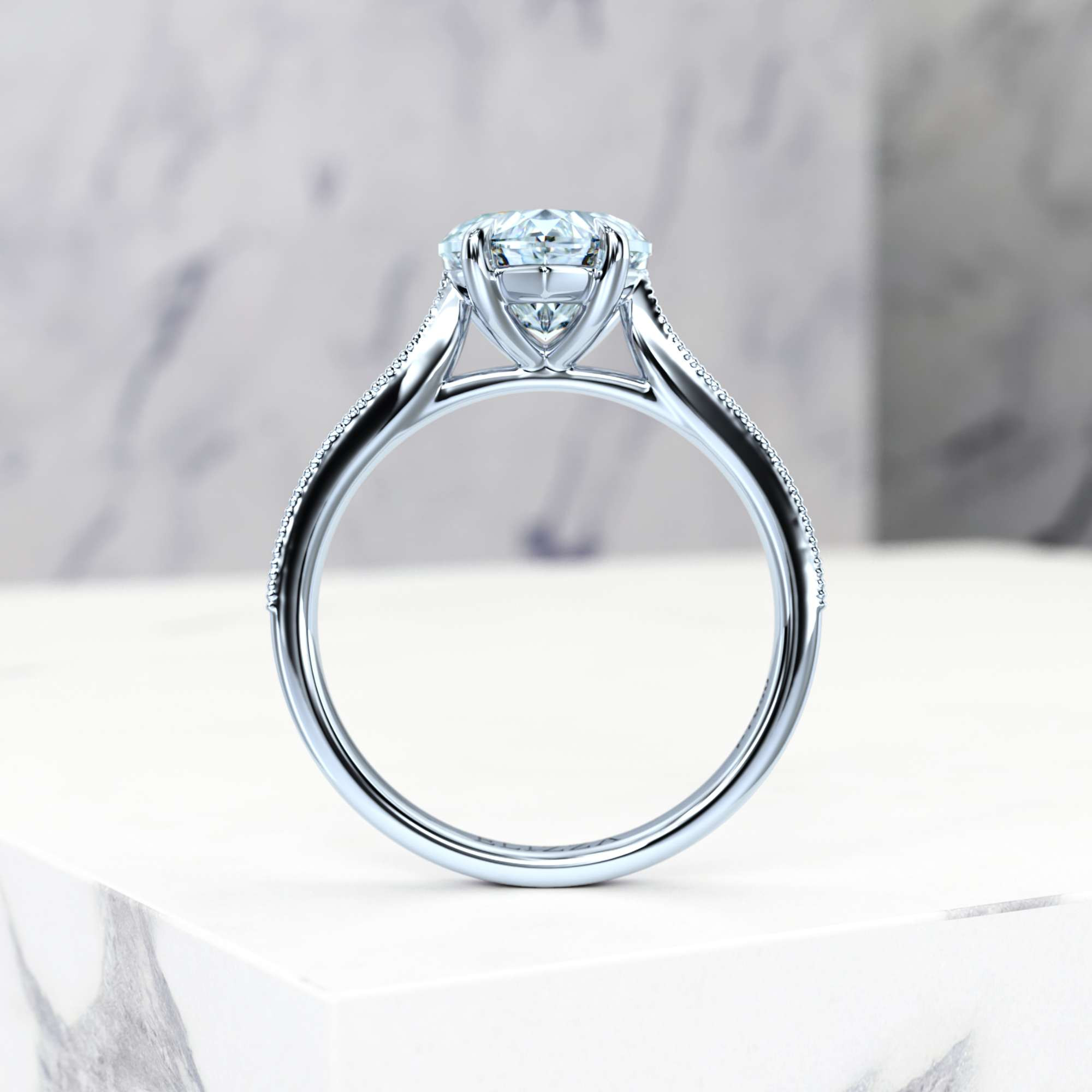 Engagement ring Esmeralda Heart | GIA Certified | Natural diamond | Heart | Platinum | 0.30ct SI1 H | 3