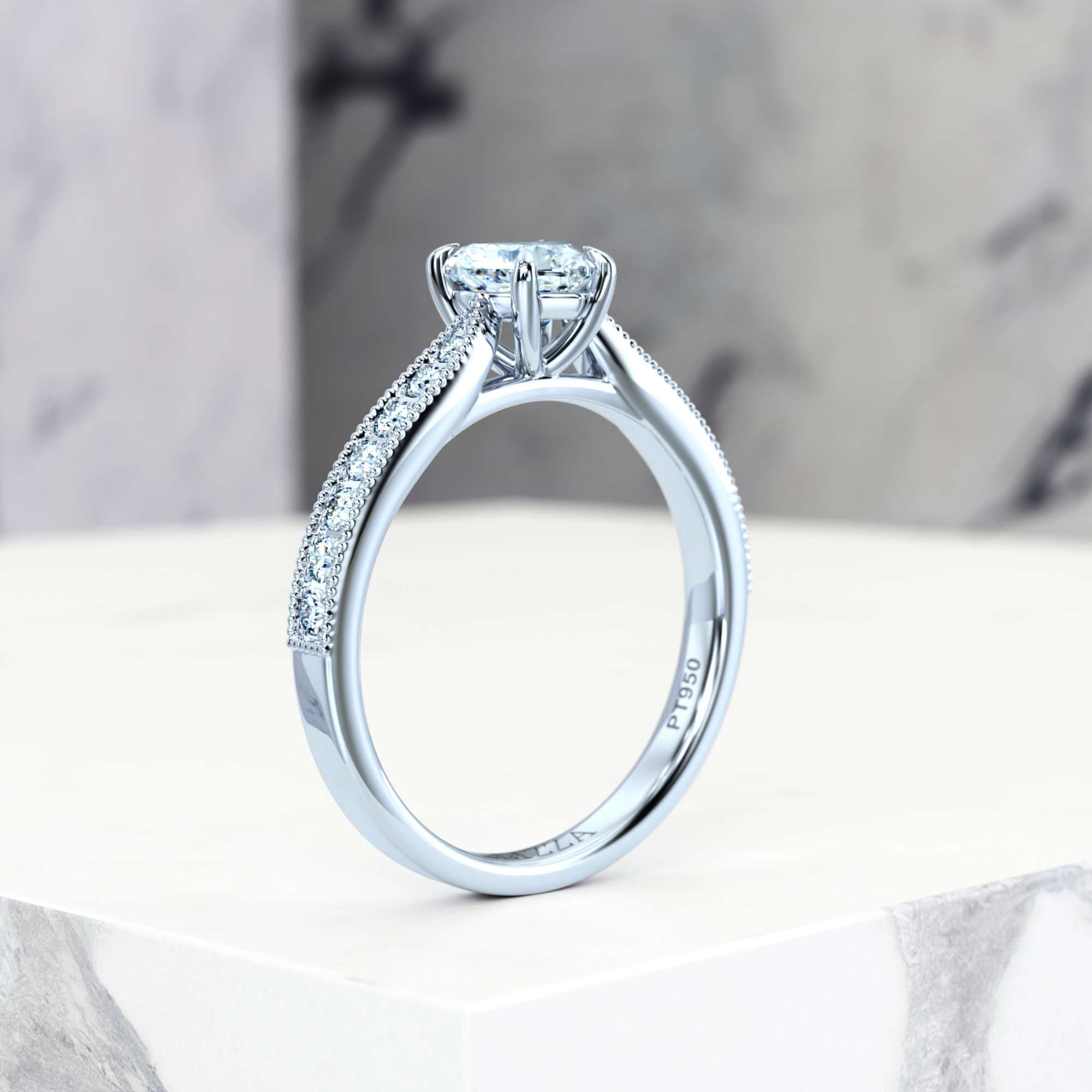 Engagement ring Esmeralda Heart | GIA Certified | Natural diamond | Heart | Platinum | 0.30ct SI1 H | 5