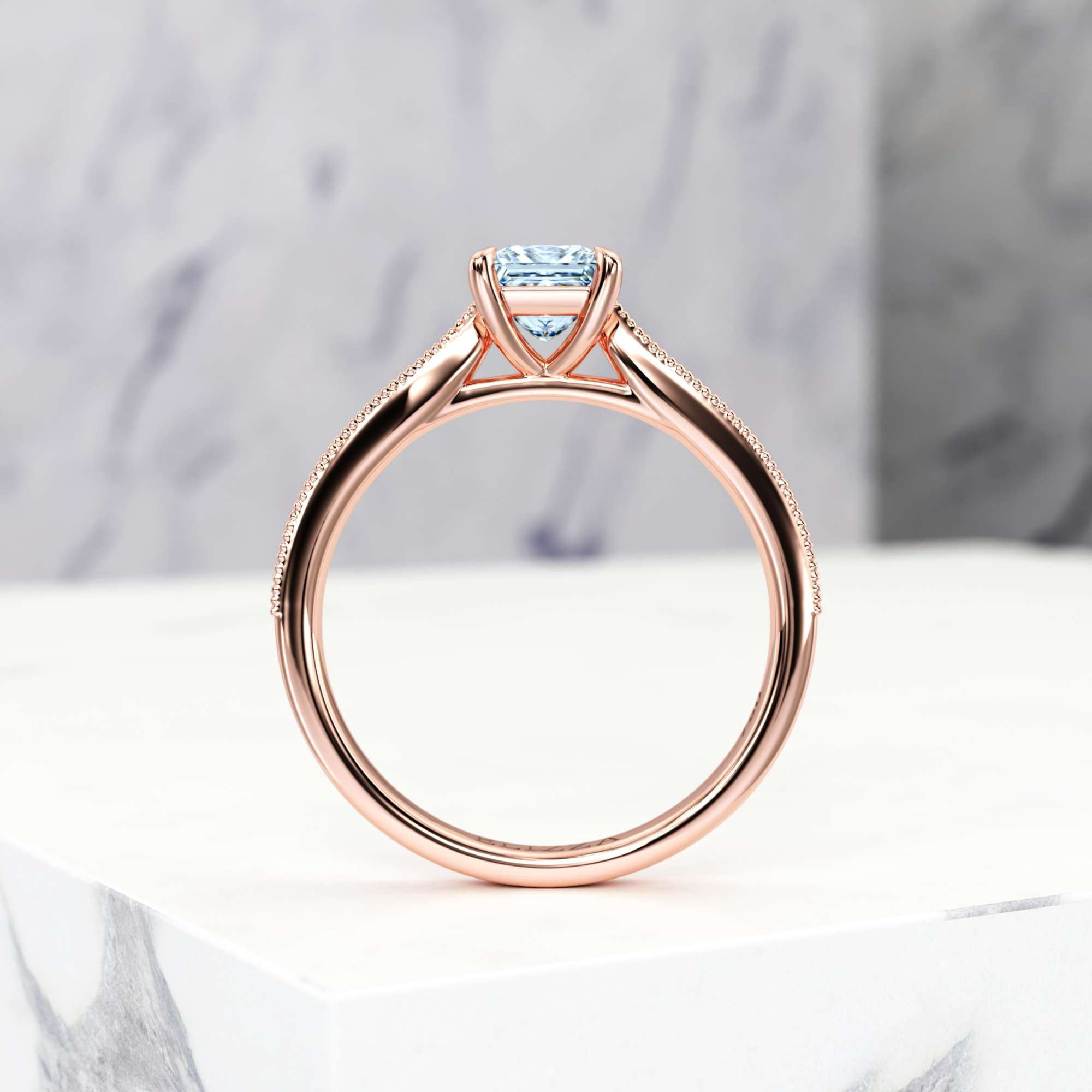 Engagement ring Esmeralda Princess | Princess | 14K Rose gold | Natural | GIA Certified | 0.30ct SI1 H 3