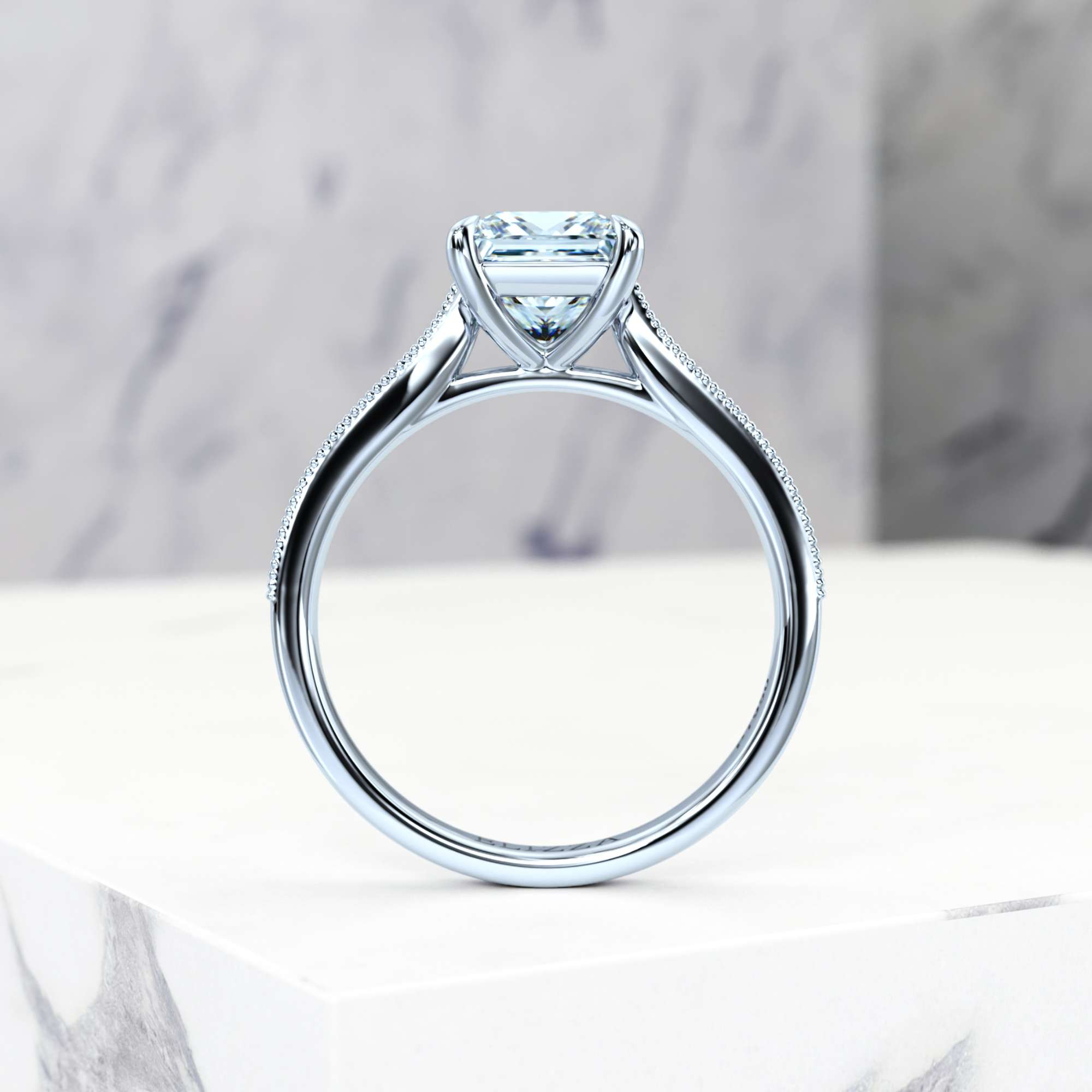 Engagement ring Esmeralda Princess | Princess | Platinum | Natural | GIA Certified | 0.30ct SI1 H 4