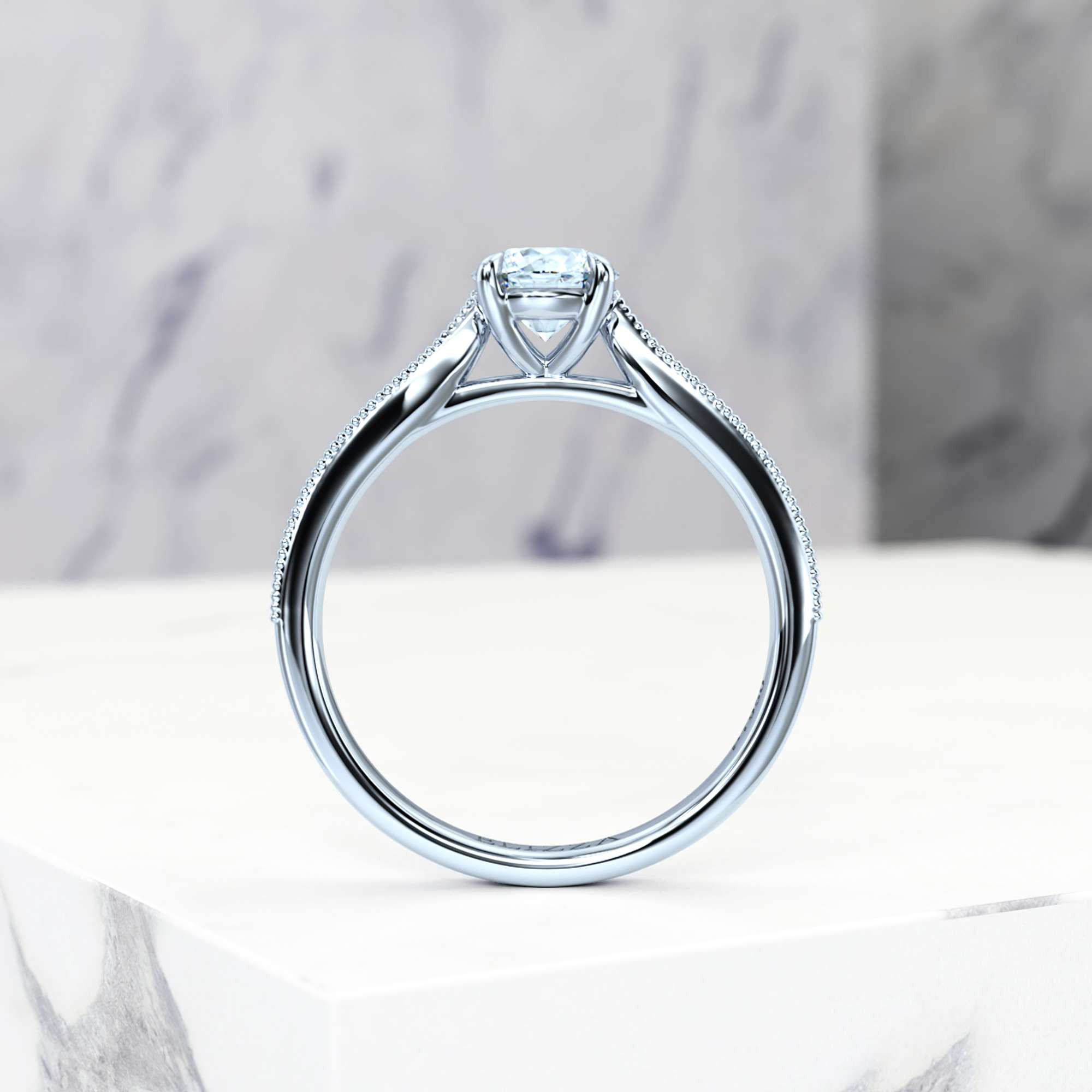 Engagement ring Esmeralda Round | Round | Platinum | Natural | EZA Certified | 0.20ct SI1 H 3