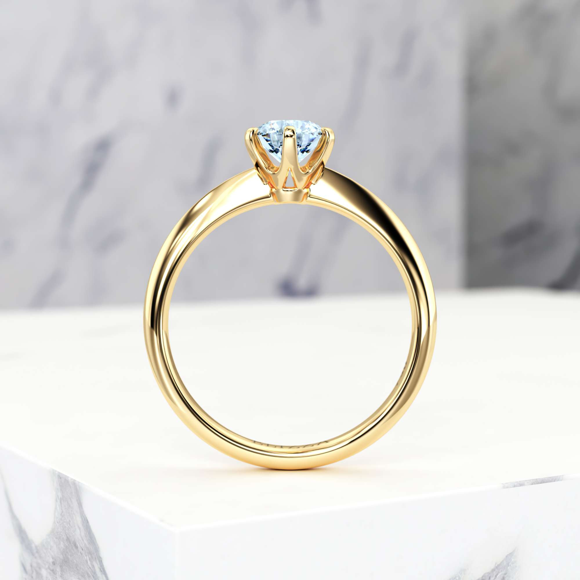 Engagement ring Estella Round | Round | 14K Yellow gold | Natural | GIA Certified | 0.30ct SI1 H 4