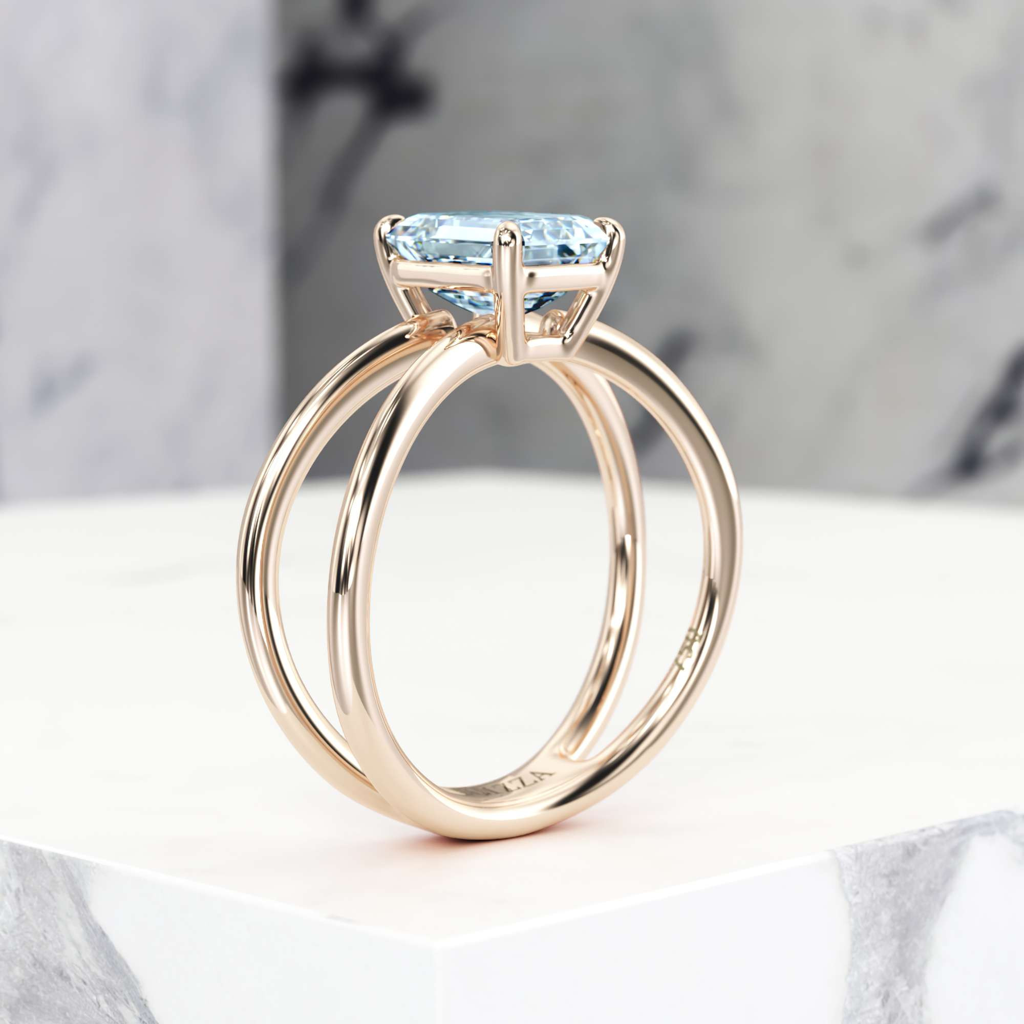 Engagement ring Eve Emerald | Emerald | 14K Rose gold | Natural | GIA Certified | 0.30ct SI1 H 8