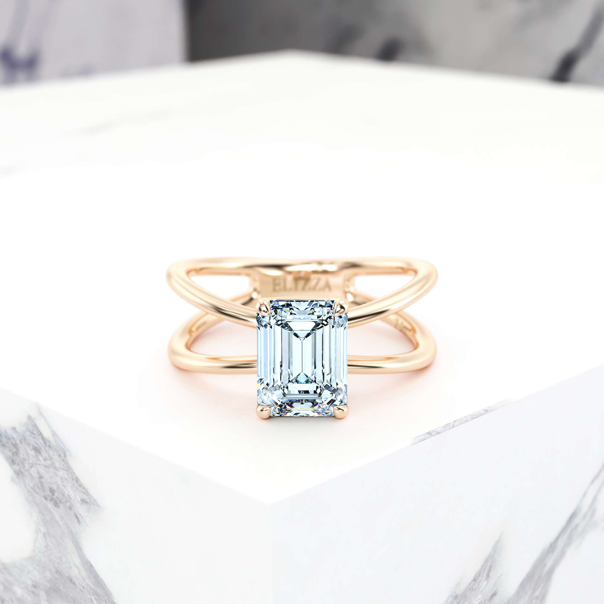 Engagement ring Eve Emerald | Emerald | 14K Rose gold | Natural | GIA Certified | 0.30ct SI1 H 2