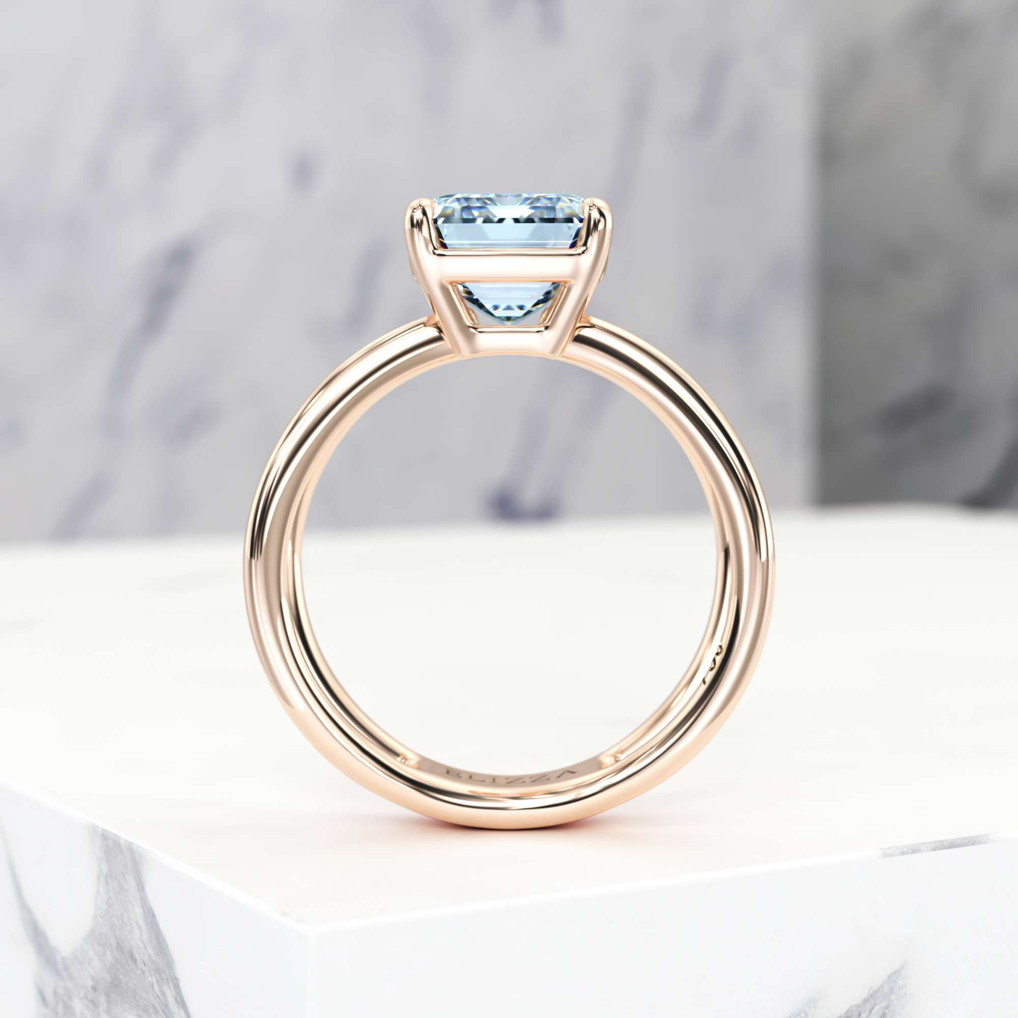 Engagement ring Eve Emerald | Emerald | 14K Rose gold | Natural | GIA Certified | 0.30ct SI1 H 6