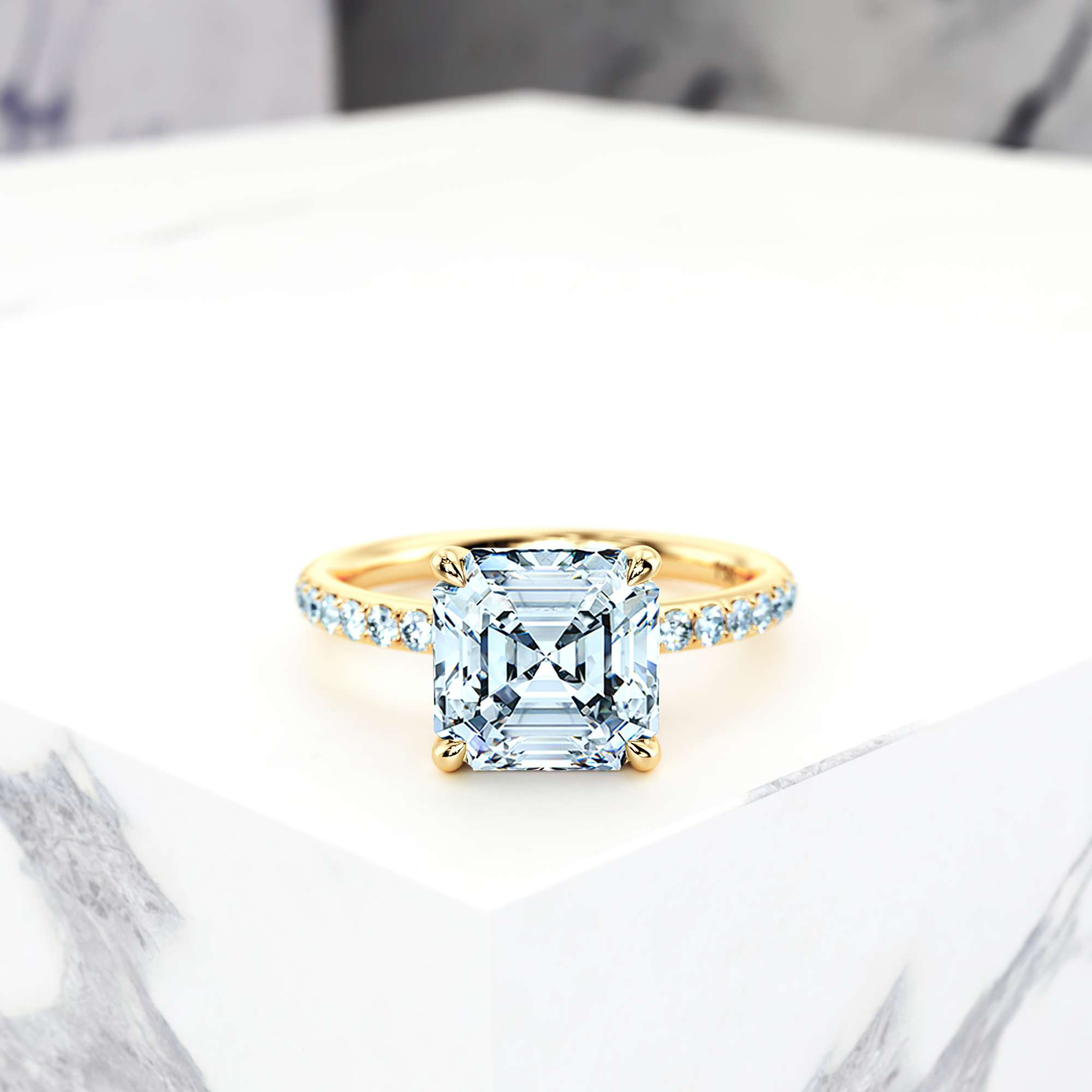 Engagement ring Evelyn Asscher | Asscher | 14K Yellow gold | Natural | EZA Certified | 0.20ct VS2 G 3