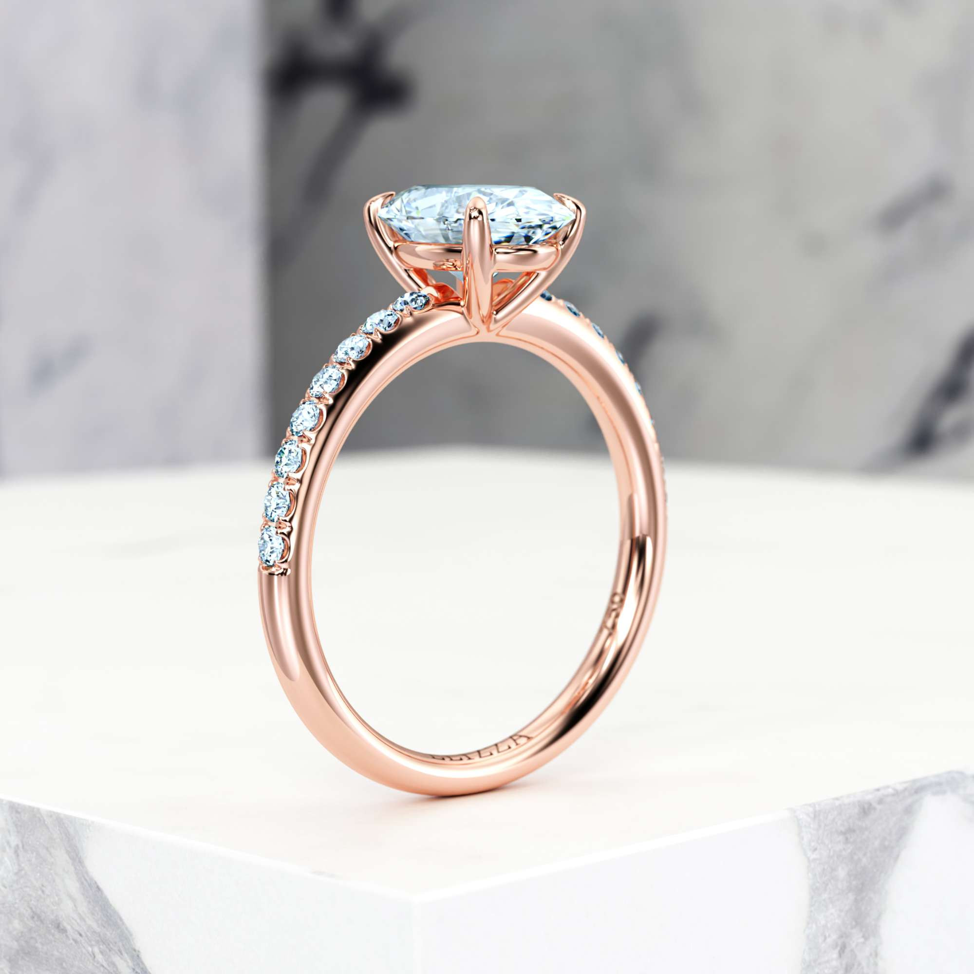 Verlobungsring Evelyn Oval | Oval | 14K Roségold | Natural | EZA Certified | 3.00ct SI1 H 8
