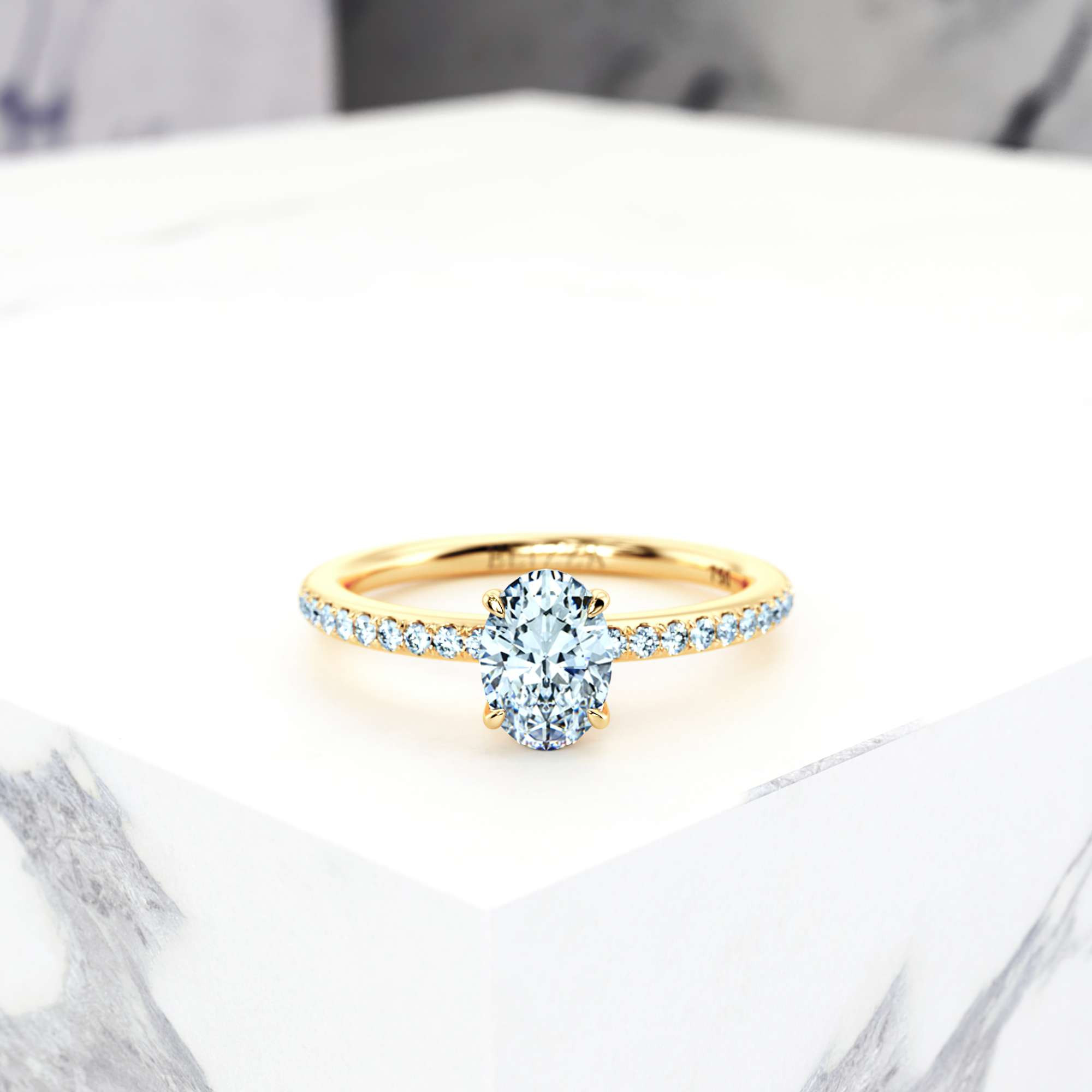 Engagement ring Evelyn Oval | Oval | 18K Yellow Gold | Natural | EZA Certified | 0.20ct VS2 G 1