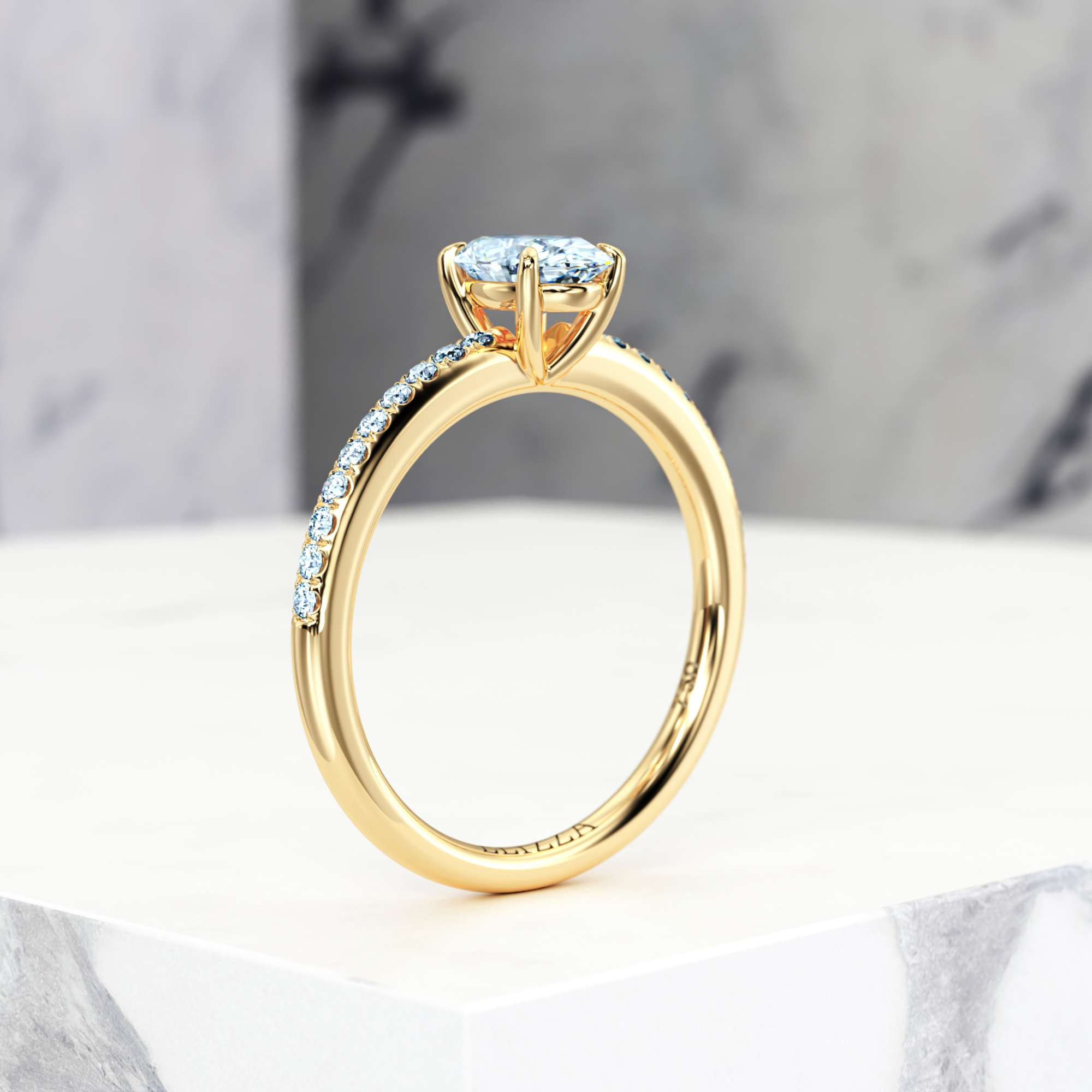 Engagement ring Evelyn Oval | Oval | 18K Yellow Gold | Natural | EZA Certified | 0.20ct VS2 G 7
