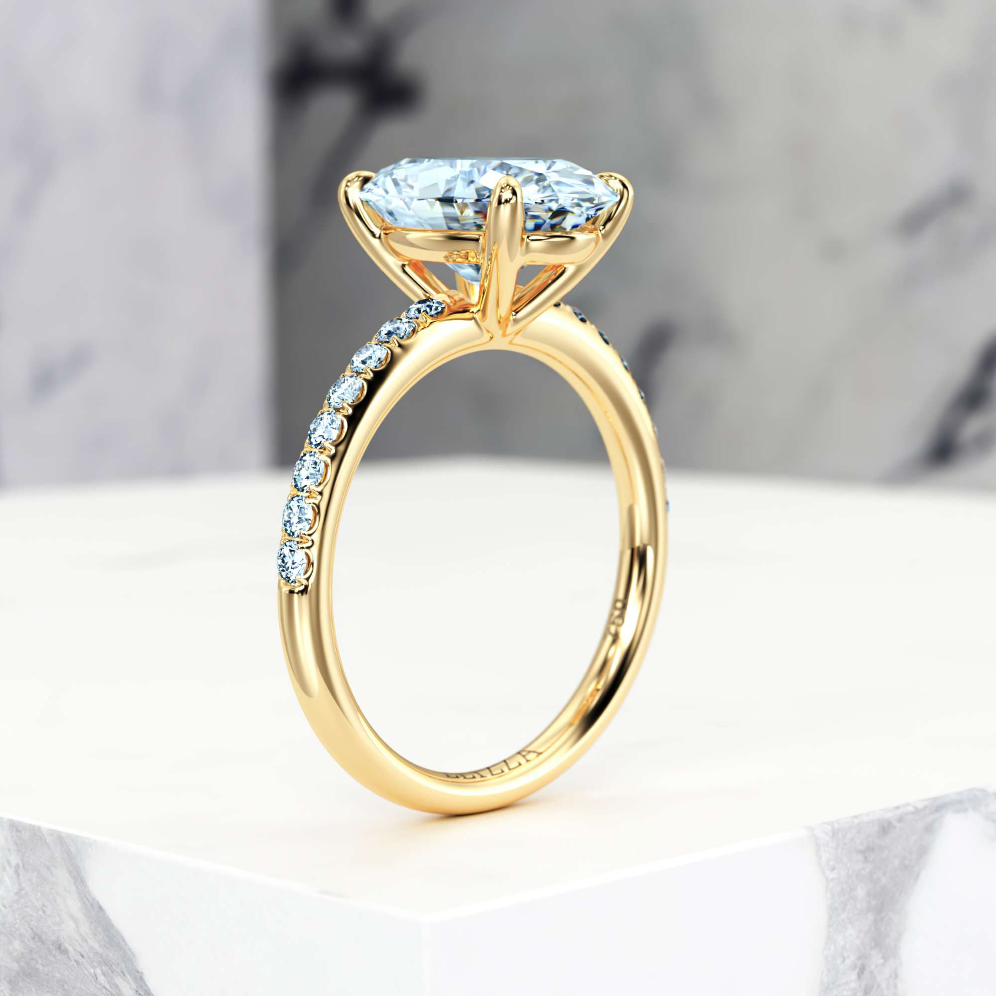 Engagement ring Evelyn Oval | Oval | 18K Yellow Gold | Natural | EZA Certified | 0.20ct VS2 G 9
