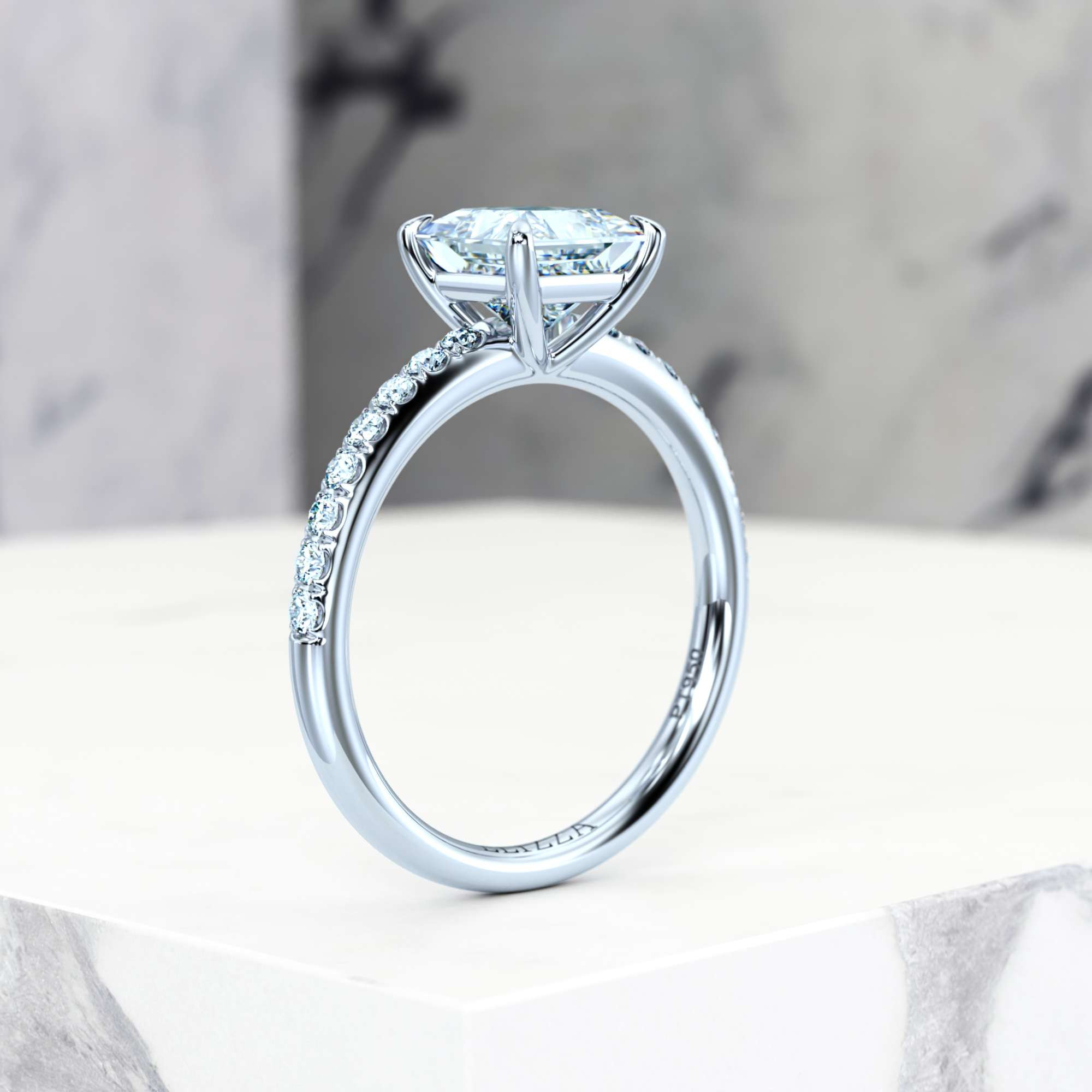 Engagement ring Evelyn Princess | Princess | 14K White gold | Natural | GIA Certified | 0.30ct SI1 H 8