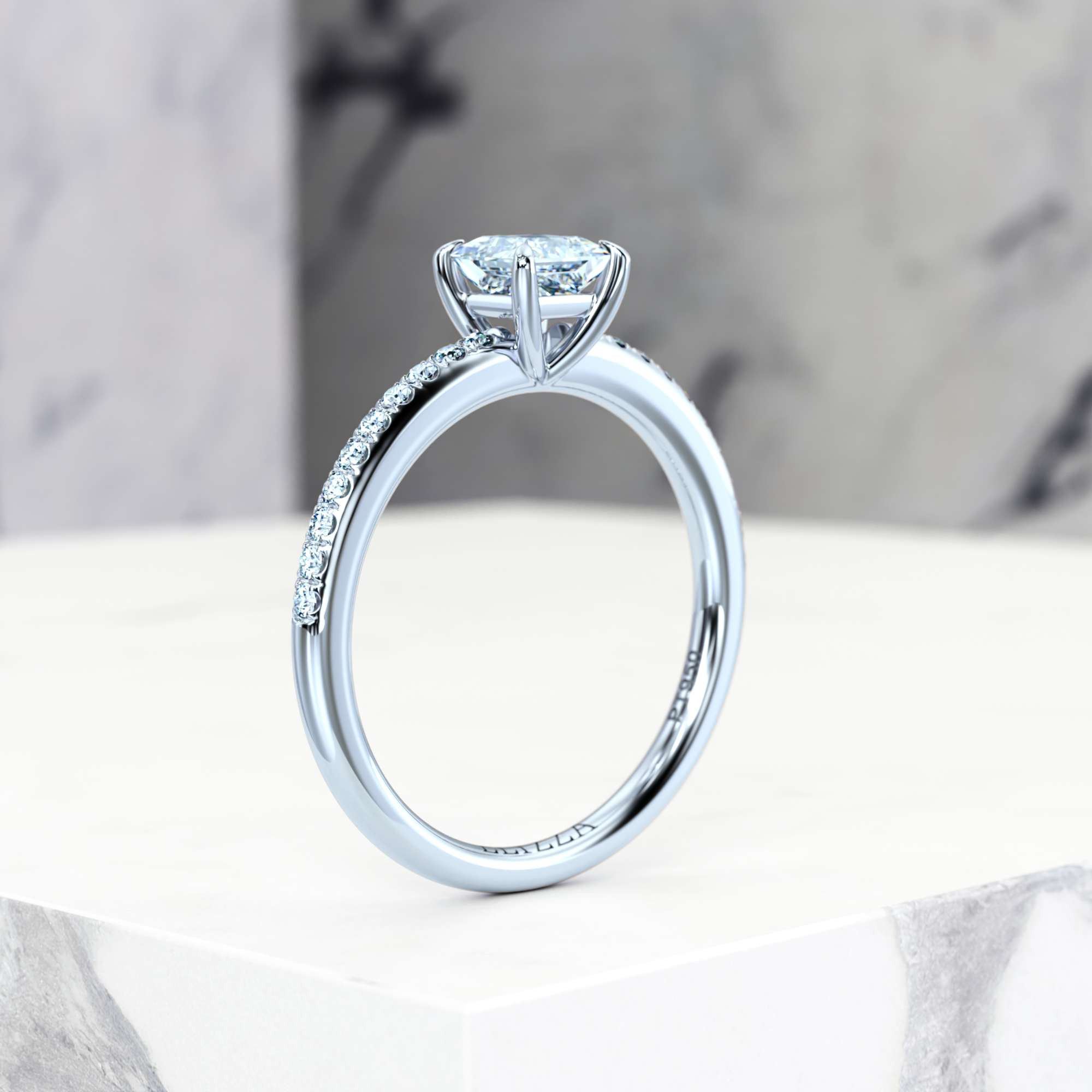 Verlobungsring Evelyn Princess | GIA Certified | Natürlicher Diamant | Princess | Platin | 0.30ct SI1 H | 7