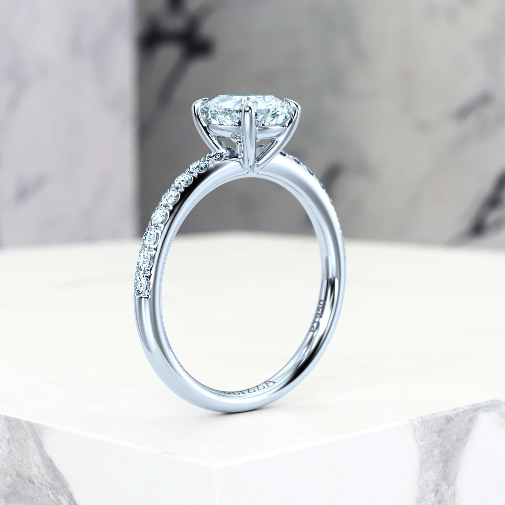 Bague de fiançailles Evelyn Rectangle Cushion | GIA Certified | Diamant naturel | Coussin rectangulaire | Platine | 0.30ct SI1 H | 8