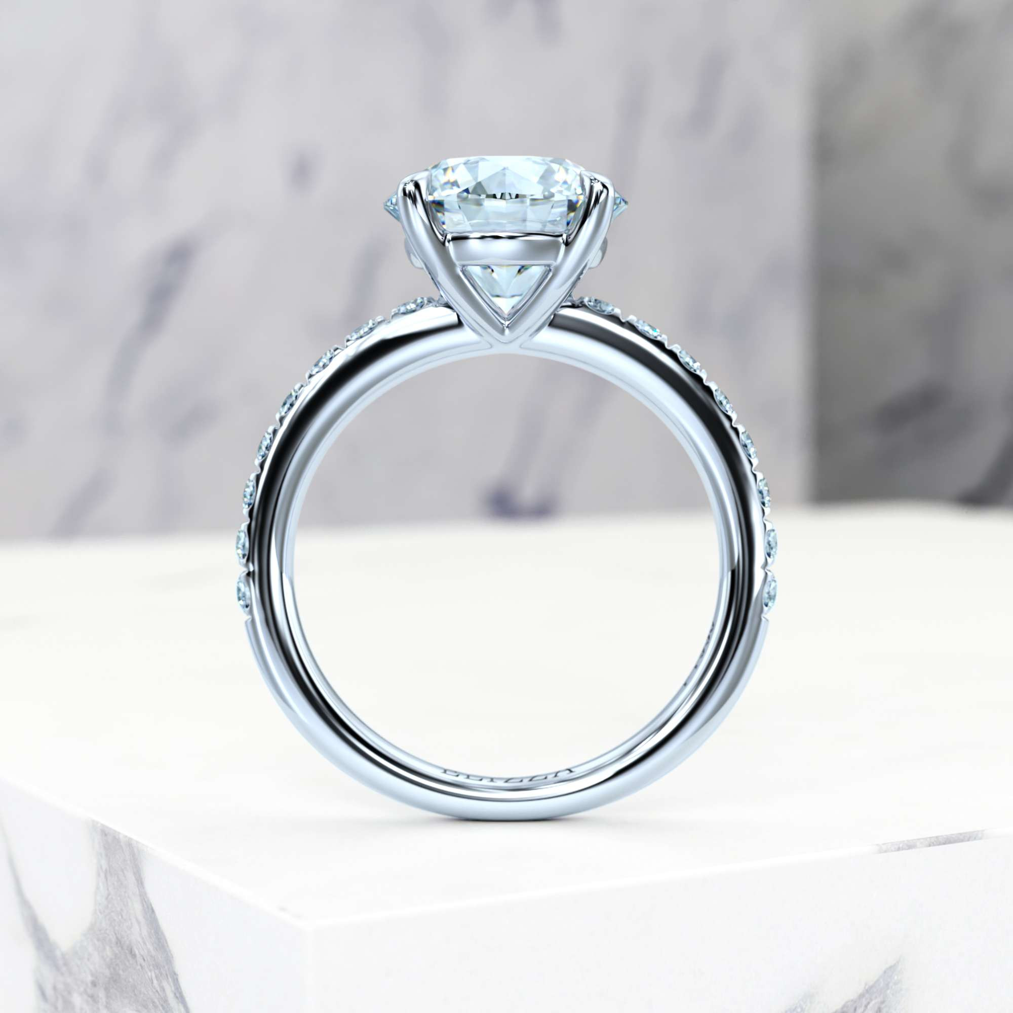 Engagement ring Evelyn Round | Round | Platinum | Natural | EZA Certified | 0.20ct SI1 H 6