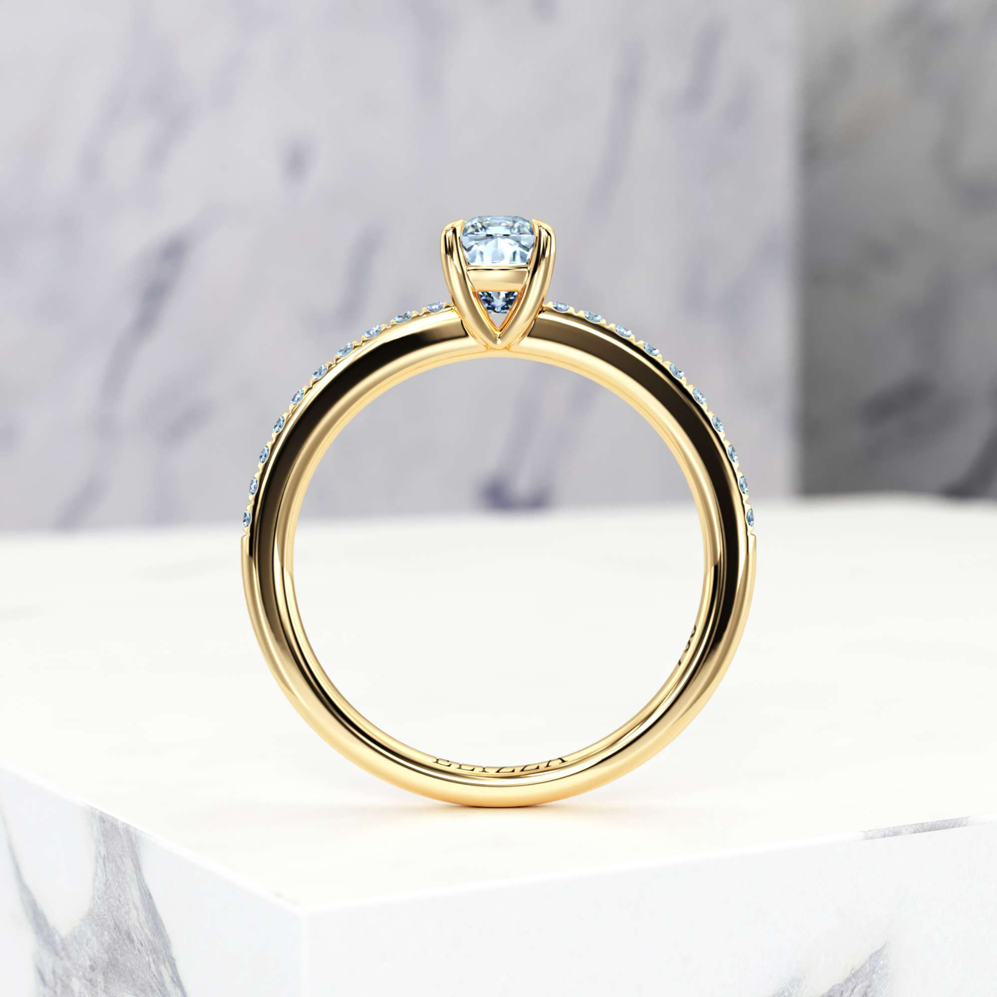 Verlobungsring Evelyn Square Cushion | Square cushion | 14K Gelbgold | Natural | GIA Certified | 0.30ct SI1 H 3