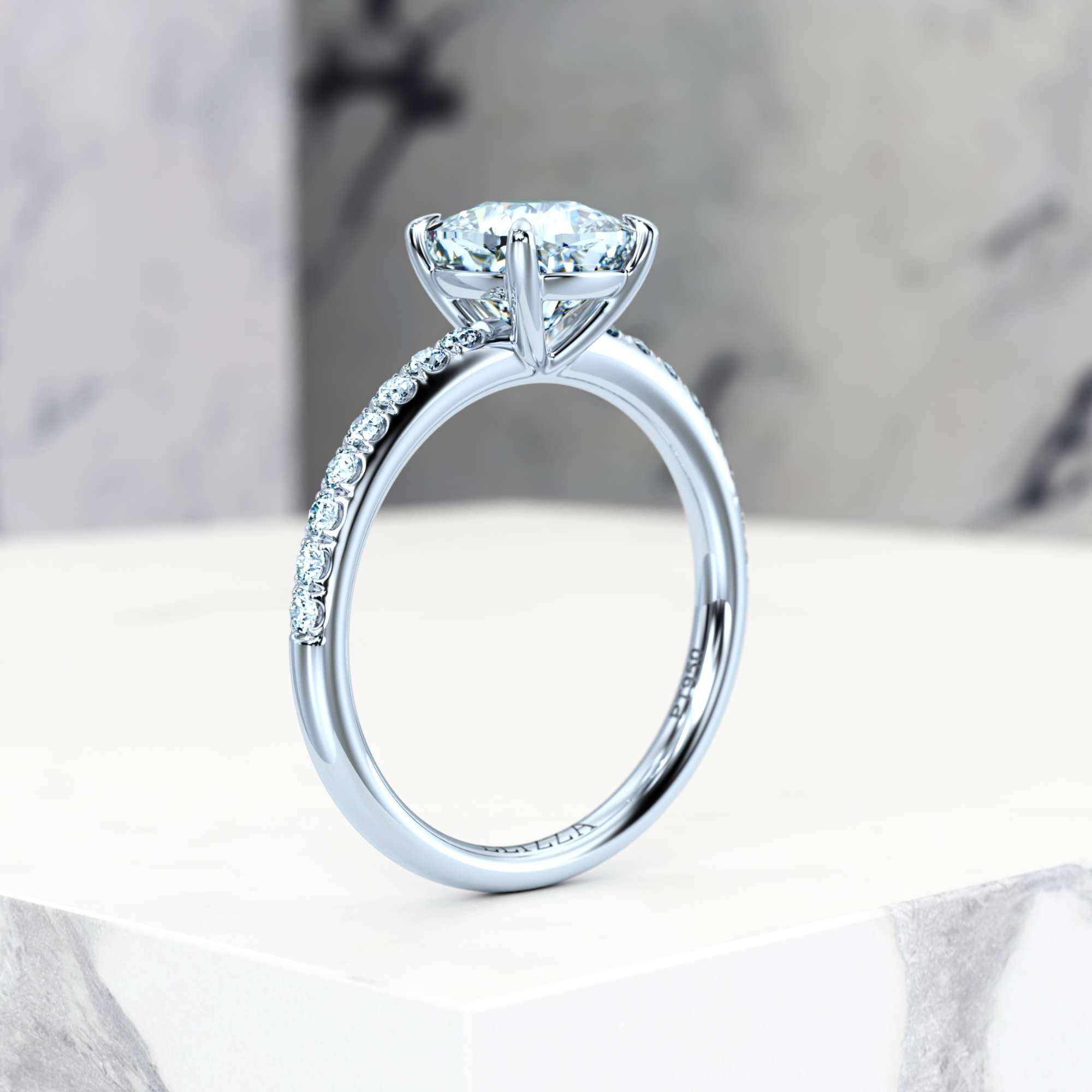 Engagement ring Evelyn Square Cushion | Square cushion | Platinum | Natural | EZA Certified | 0.20ct SI1 H 6