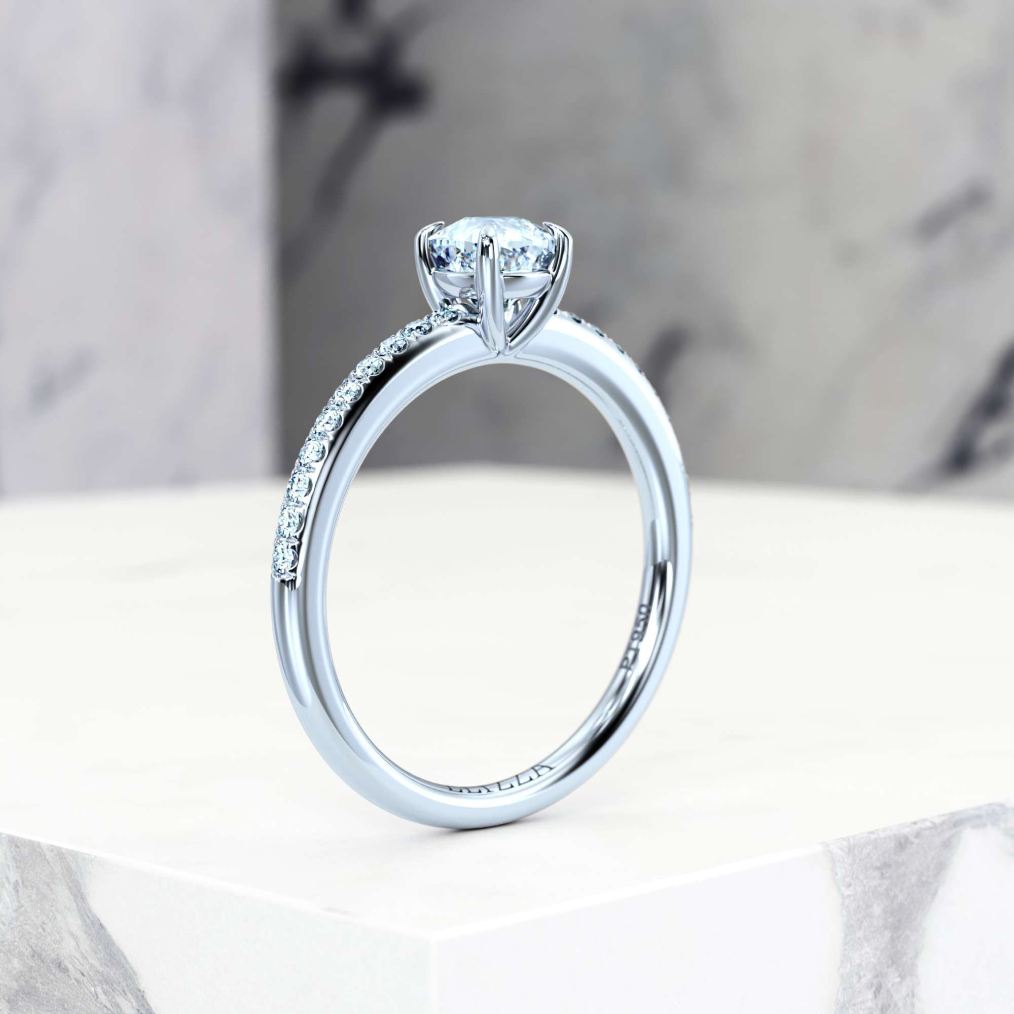 Engagement ring Evelyn Square Cushion | Square cushion | Platinum | Natural | EZA Certified | 0.20ct SI1 H 5
