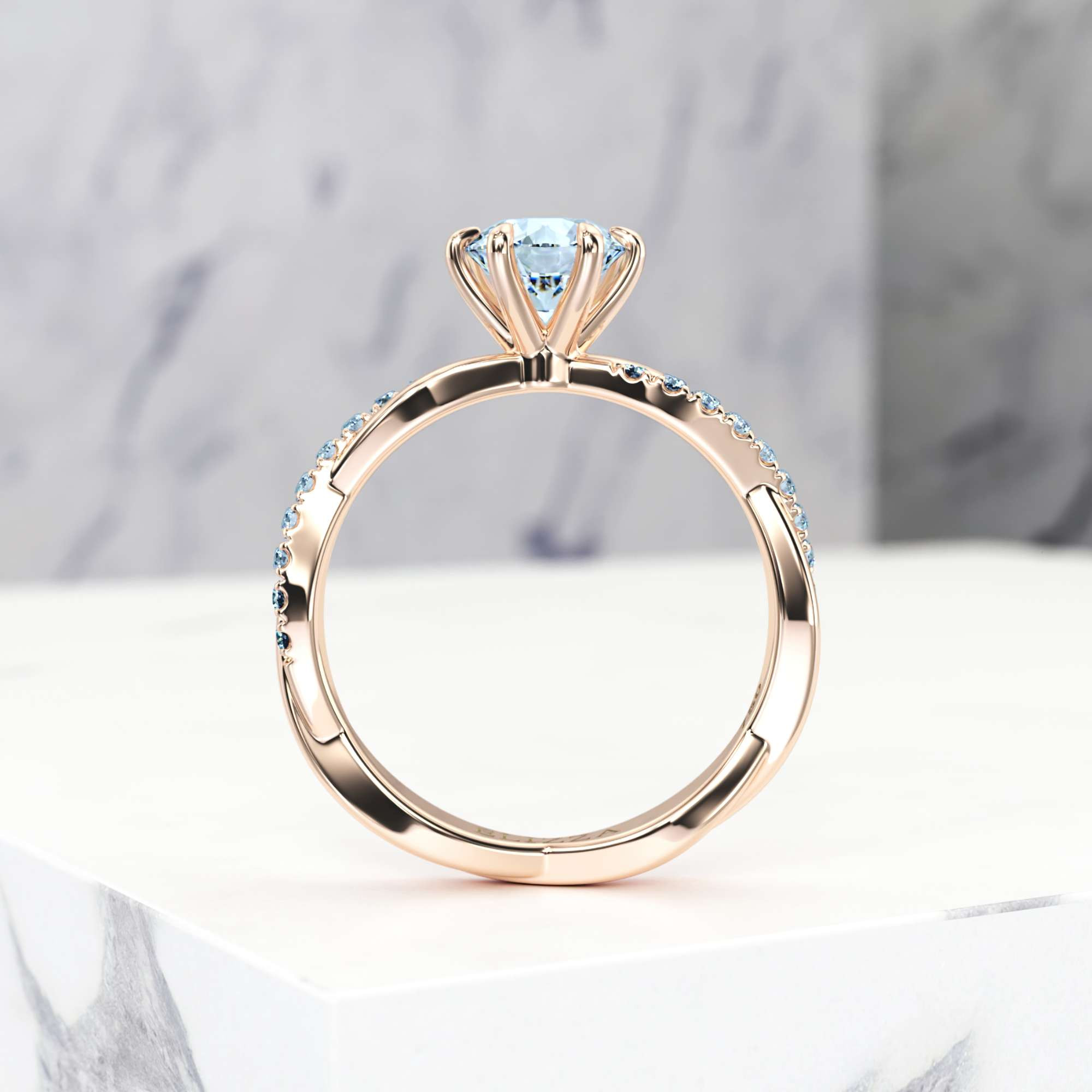 Engagement ring Erin Round | Round | 14K Rose gold | Natural | GIA Certified | 0.30ct SI1 H 4
