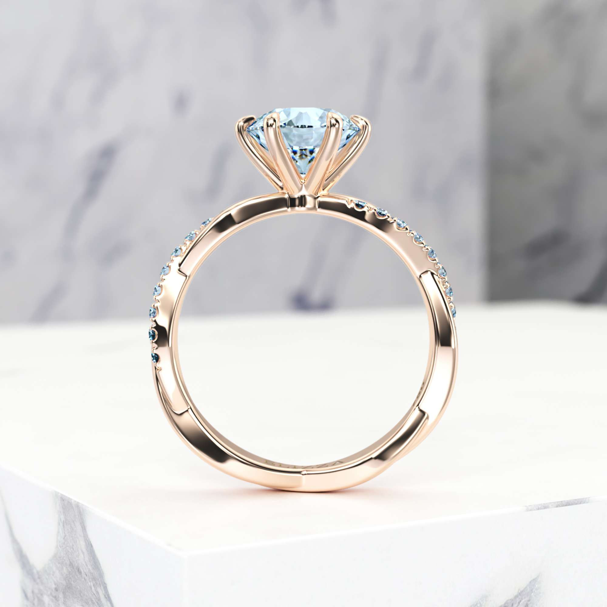 Engagement ring Erin Round | Round | 14K Rose gold | Natural | GIA Certified | 0.30ct SI1 H 5