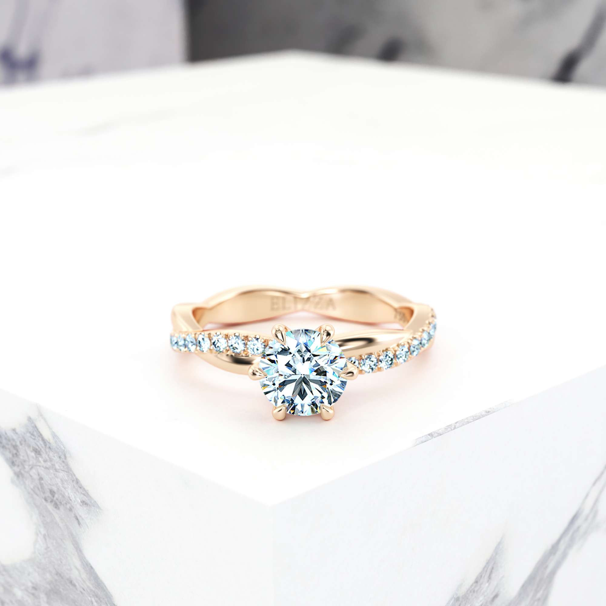 Engagement ring Erin Round | Round | 14K Rose gold | Natural | GIA Certified | 0.30ct SI1 H 1
