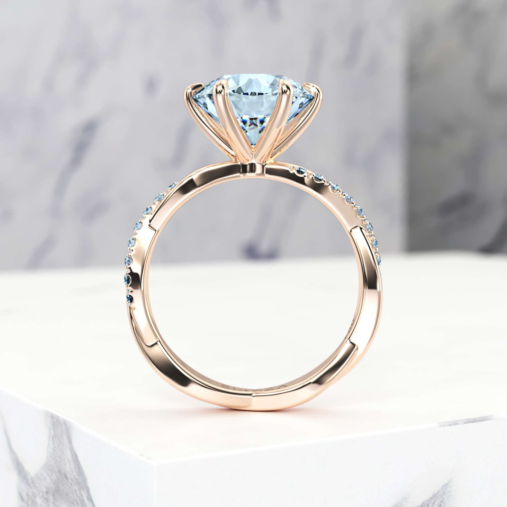 Engagement ring Erin Round | Round | 14K Rose gold | Natural | GIA Certified | 0.30ct SI1 H 6