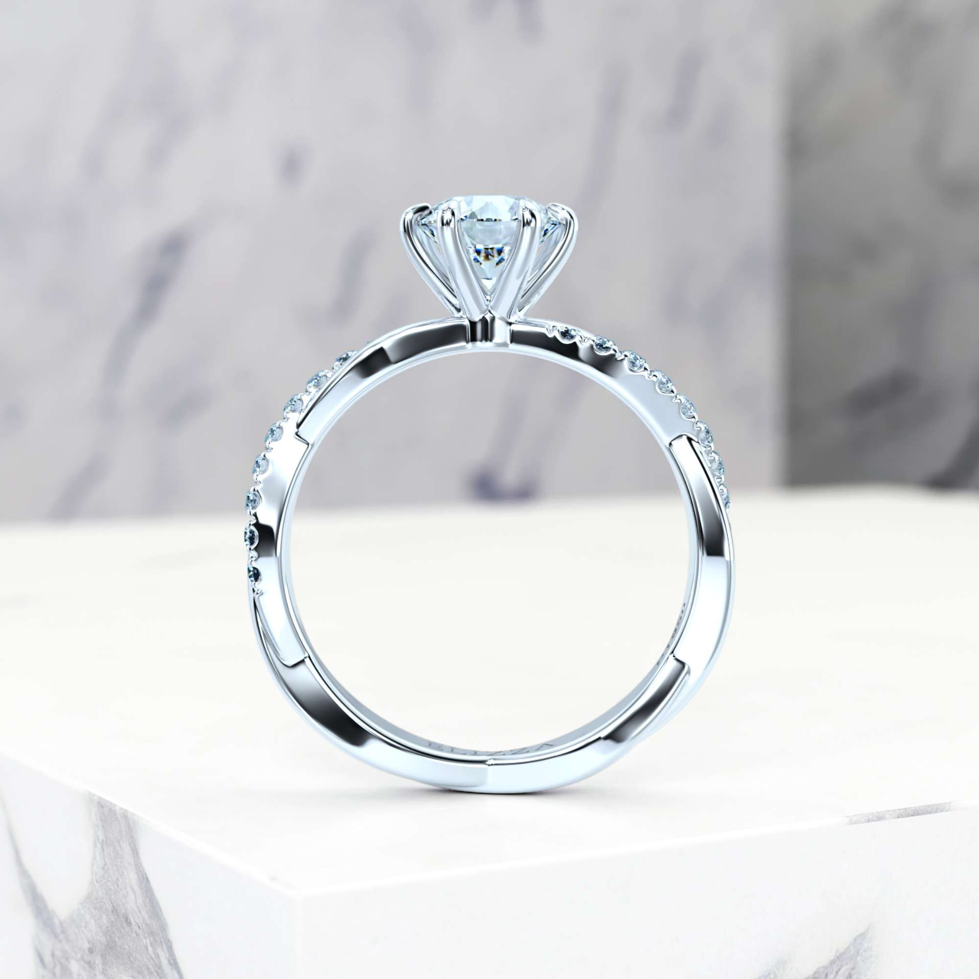 Engagement ring Erin Round | Round | 14K White gold | Natural | GIA Certified | 0.30ct SI1 H 4