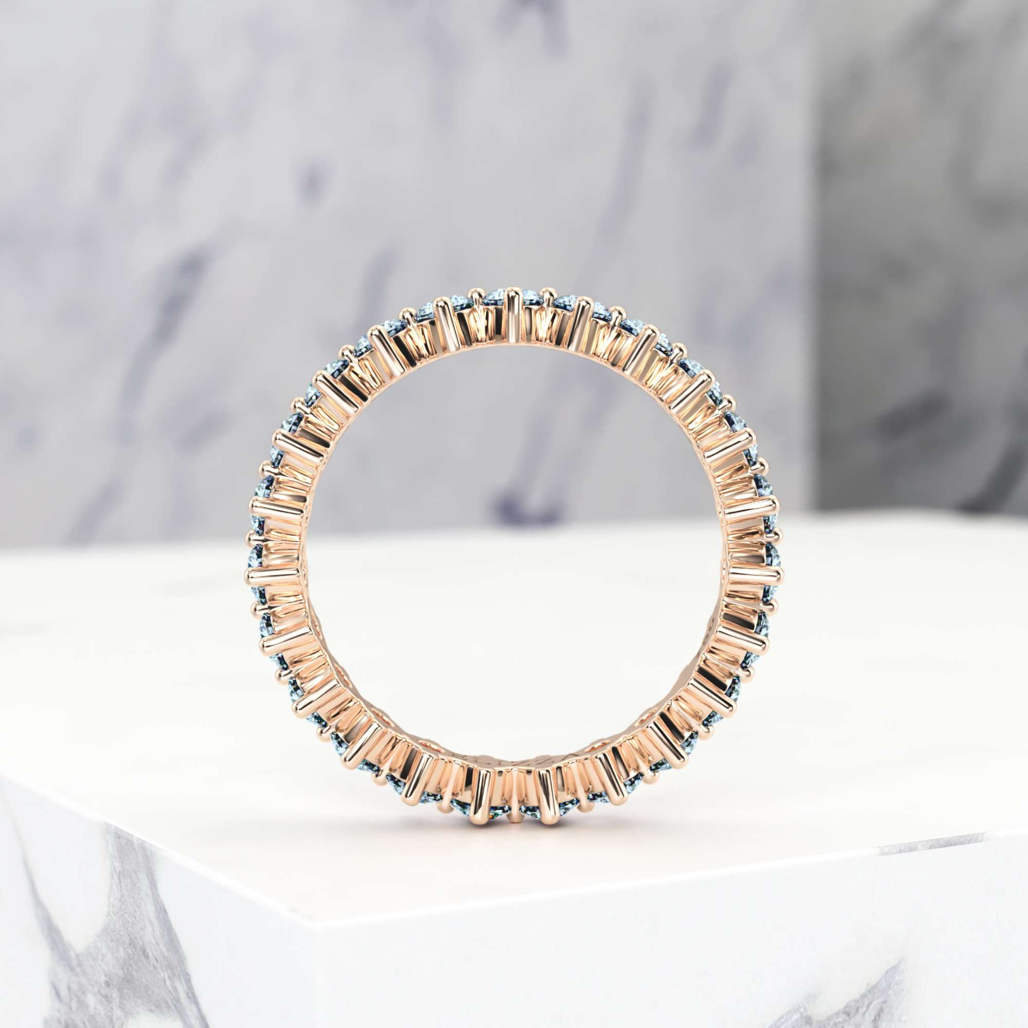 Anneau de mariage Ethelia Grand | Diamant naturel | Or rose 14 ct | Grand | 50% | W | 2