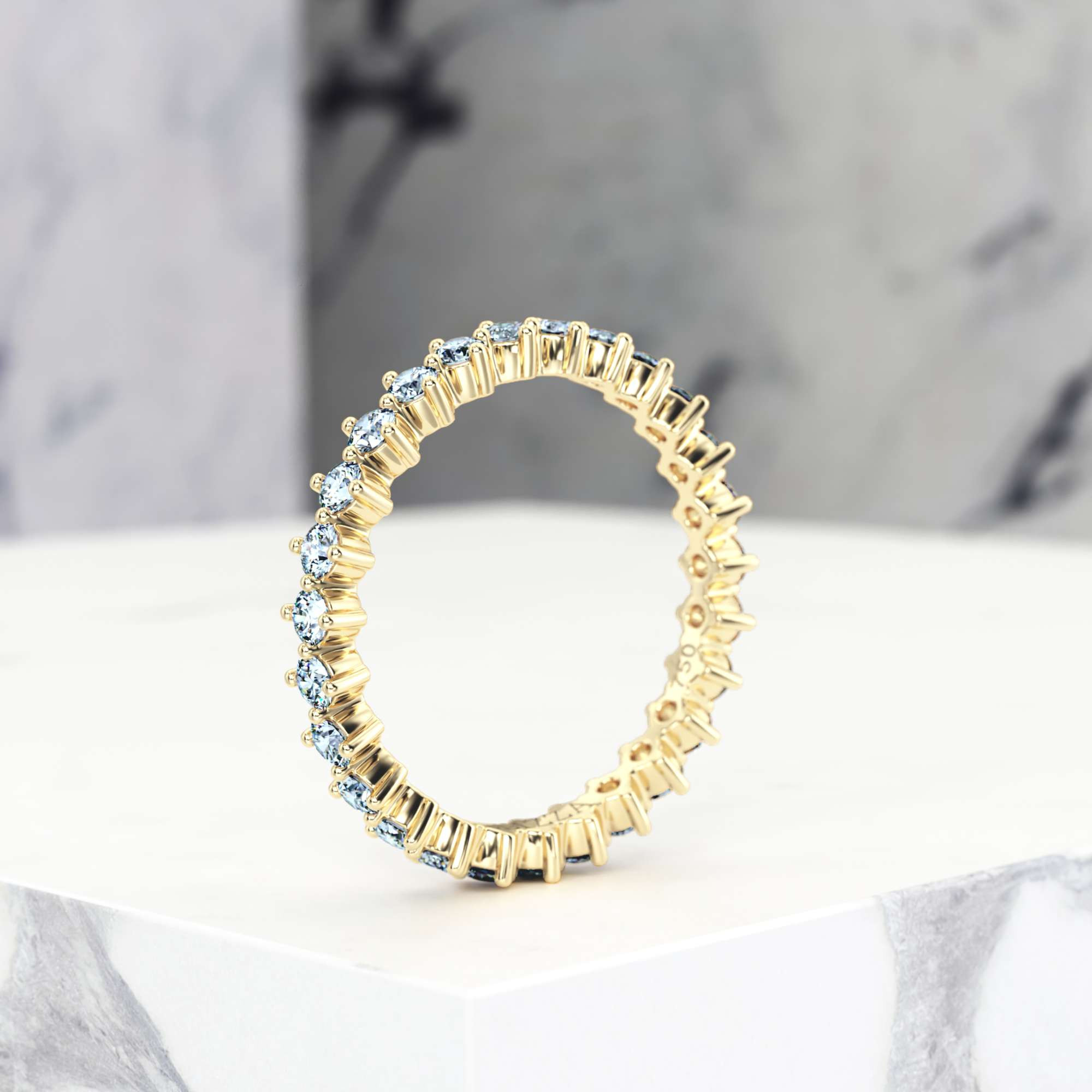 Anneau de mariage Ethelia Petite | Diamant naturel | Or jaune 14 ct | Petite | 50% | W | 2