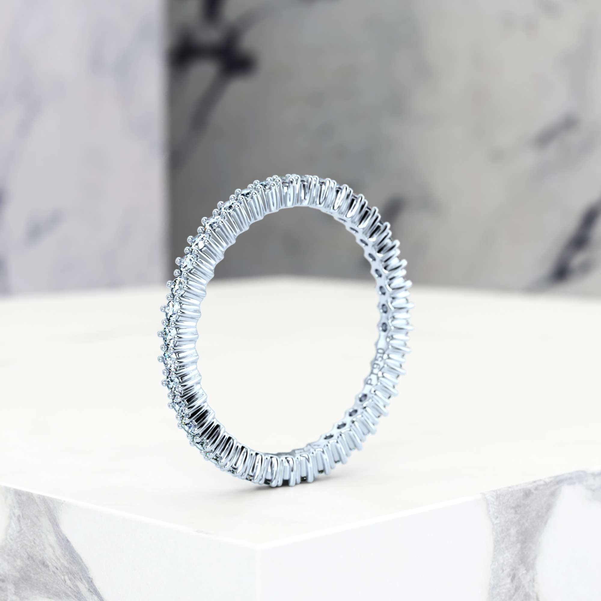 Anneau de mariage Evanna Petite | Diamant naturel | Or blanc 14 ct | Petite | 50% | W | 3