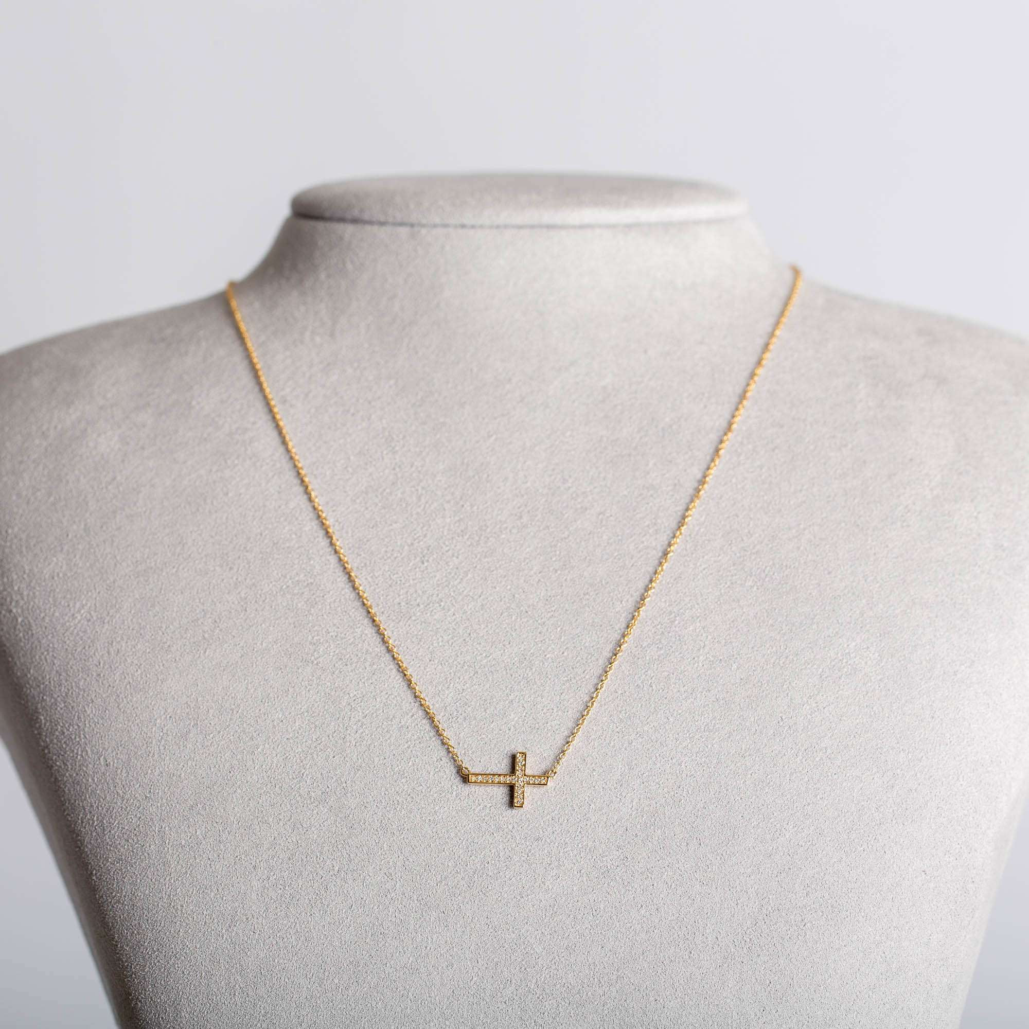 Diamant Kreuz Halskette | 14K Gelbgold 1