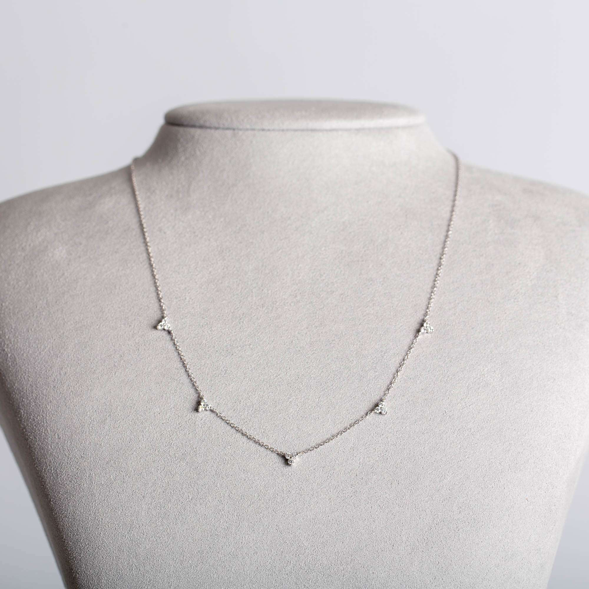 Diamant-Halskette mit fünf Dreiecken | 14K Weissgold | 1