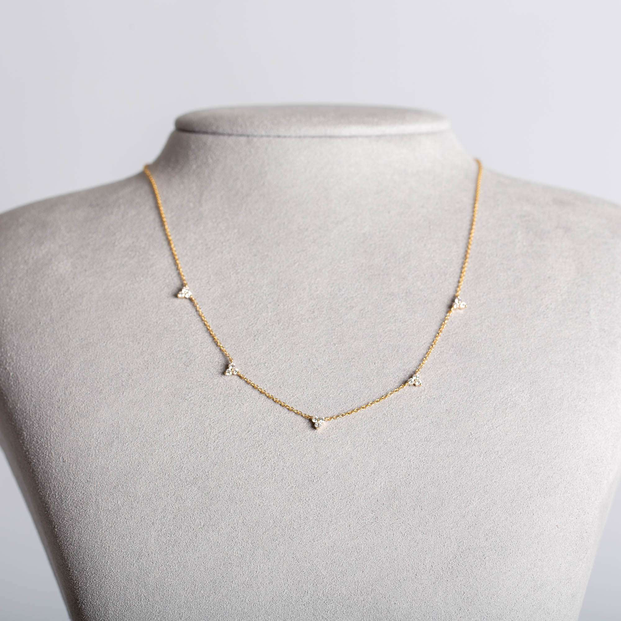 Diamant-Halskette mit fünf Dreiecken | 14K Gelbgold | 1