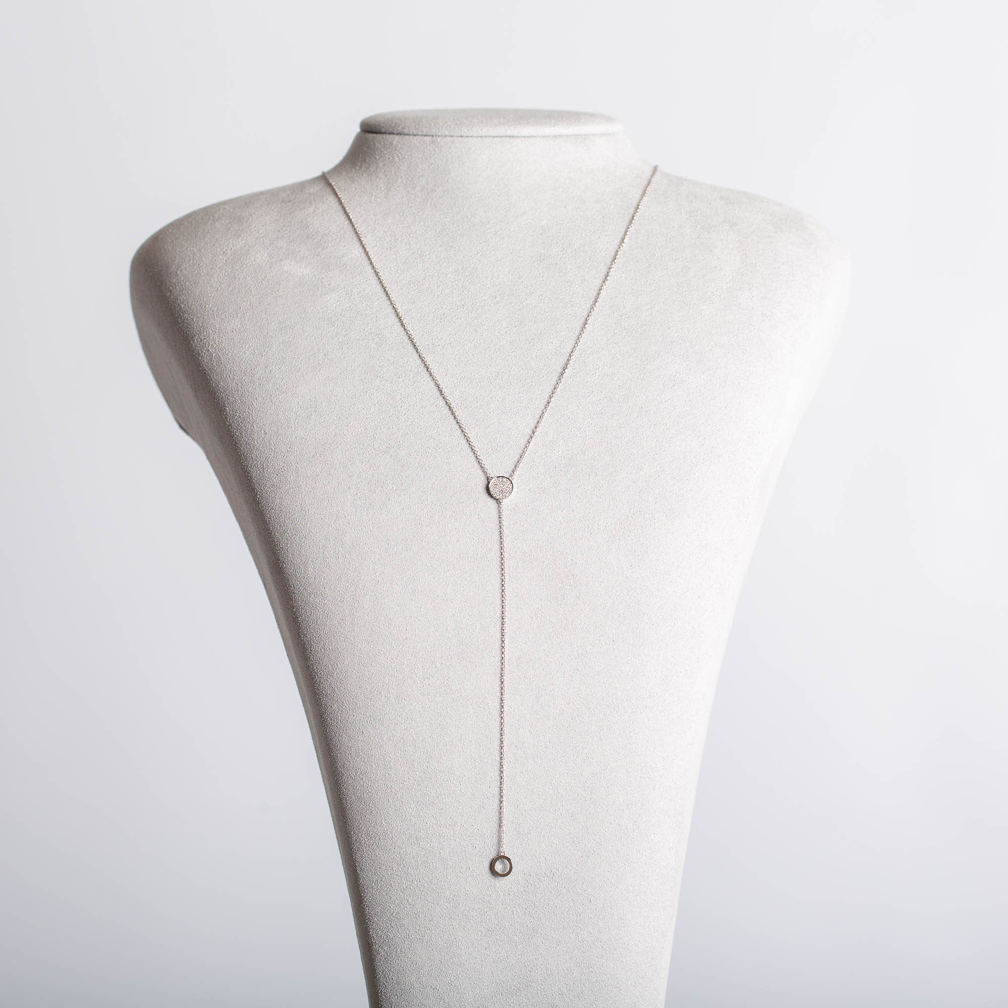 Diamond Full Moon Circle Necklace | 18K Rose Gold 1