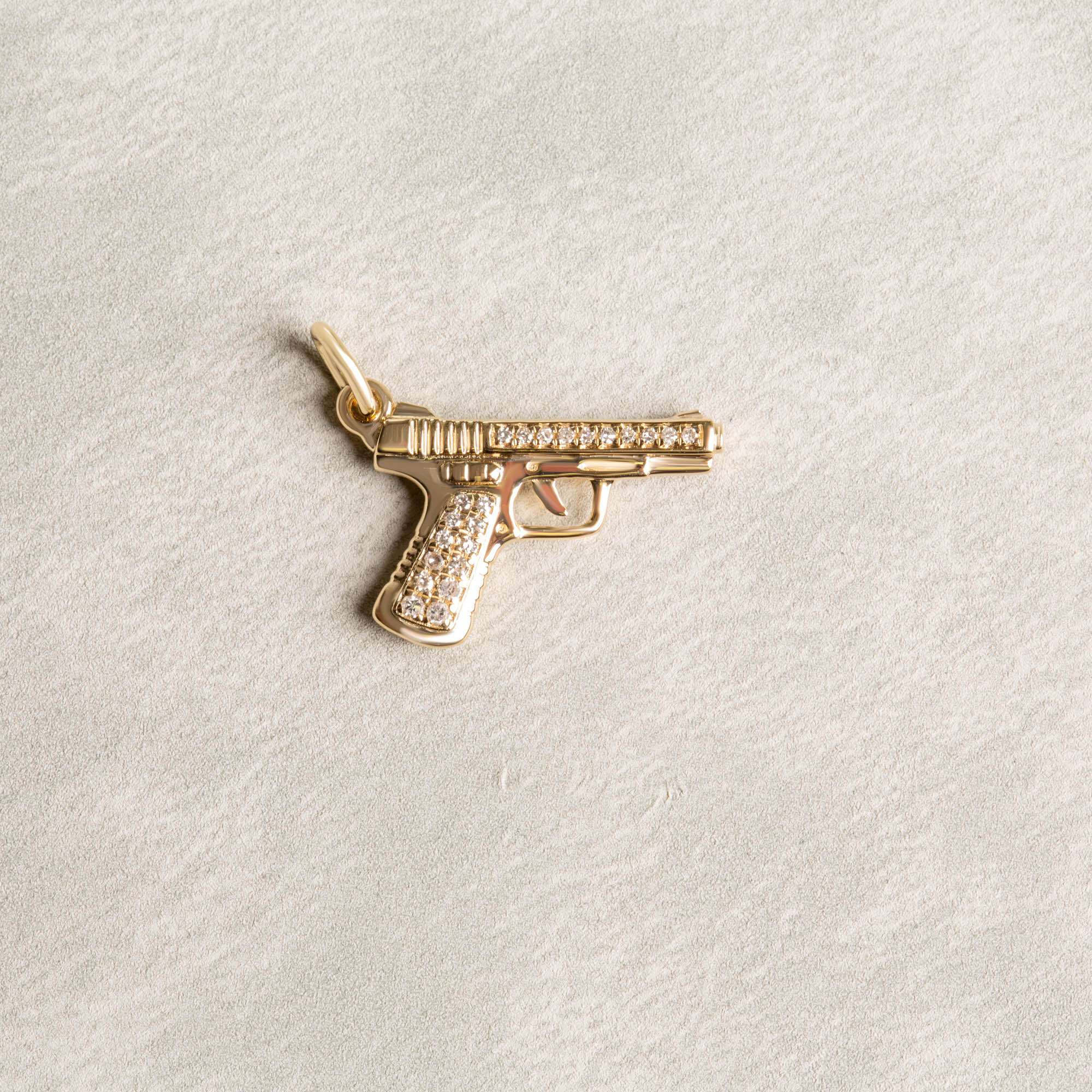 Diamond Gun Pendant | 18K Yellow Gold 1